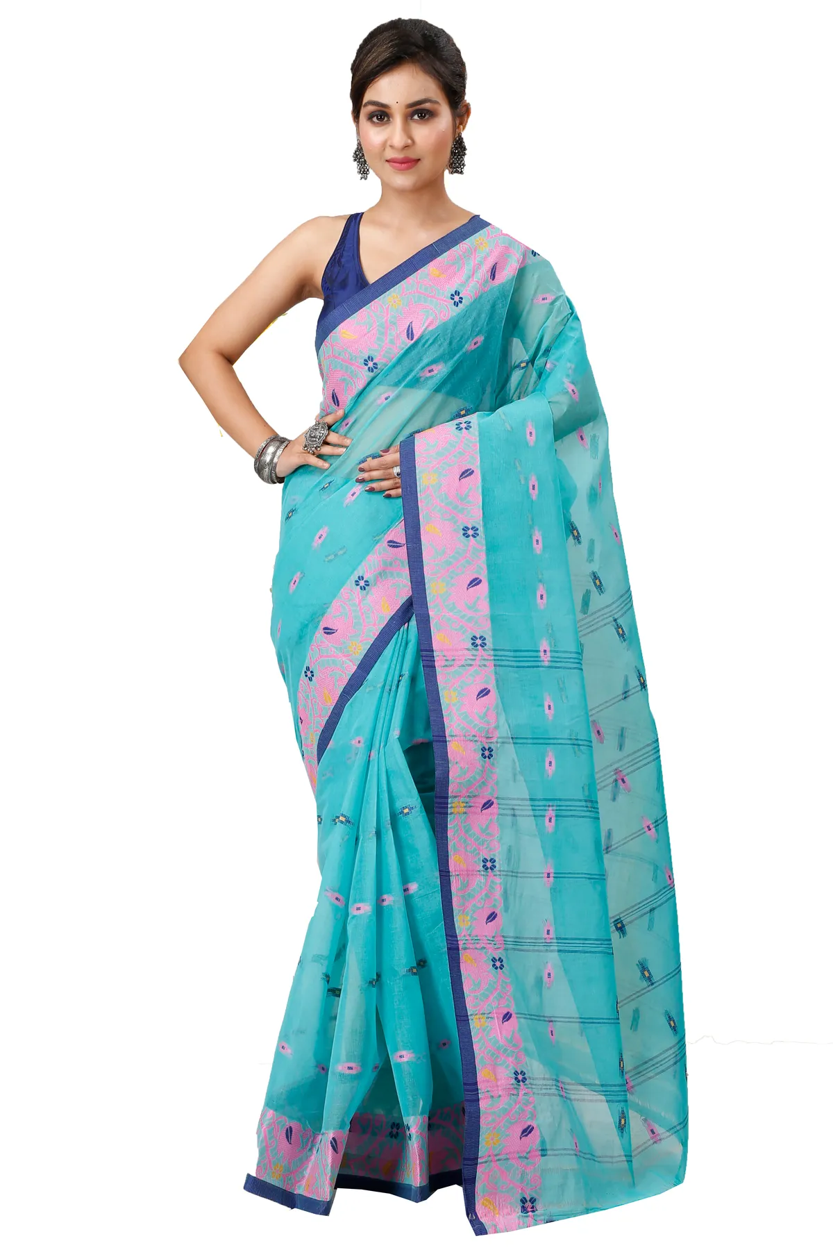 DipDiya Pure Cotton See Green Lucy Effortless Tradition Tant Sarees