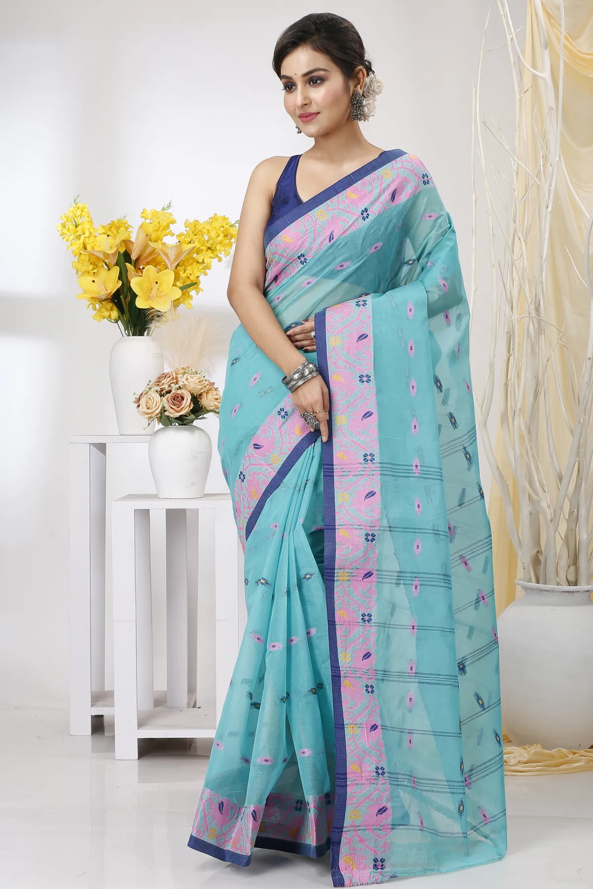 DipDiya Pure Cotton See Green Lucy Effortless Tradition Tant Sarees