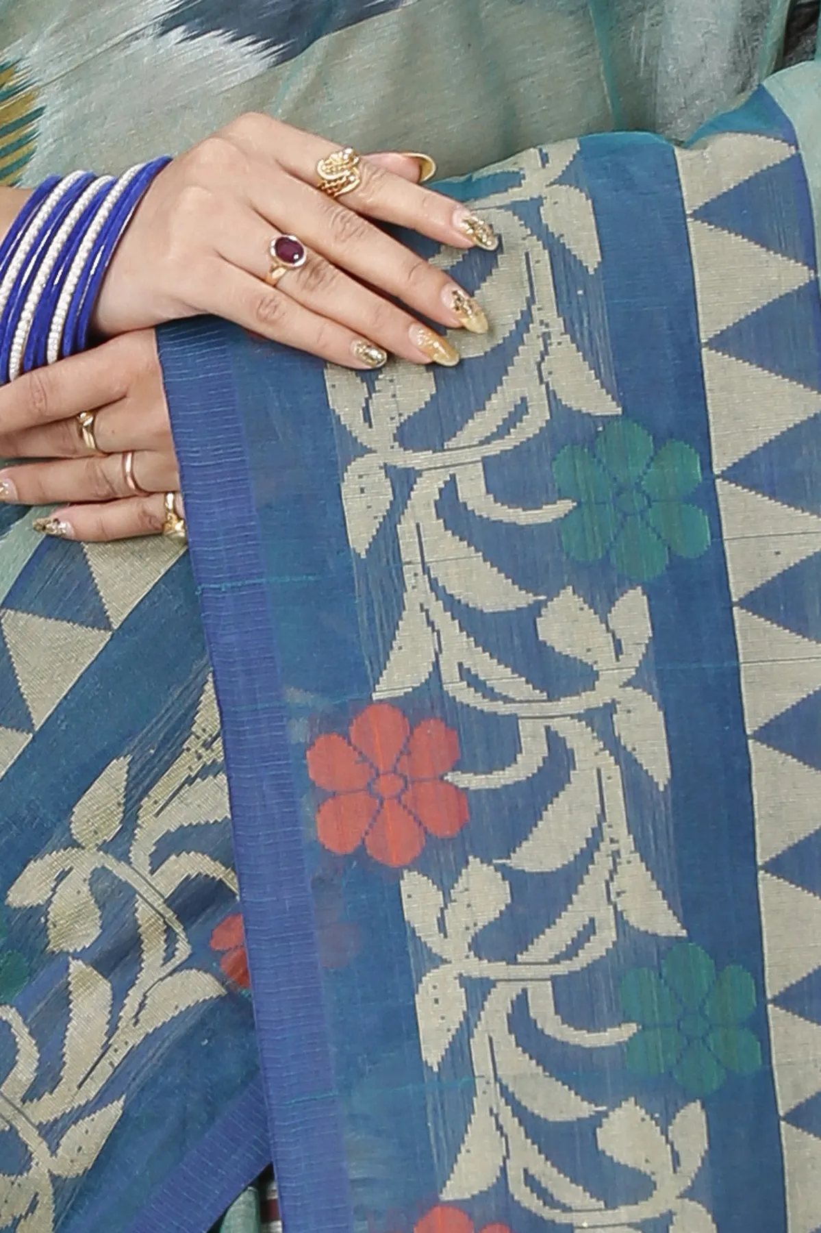 DipDiya Pure Cotton See Green Mili Rooted in Bengal Tant Sarees