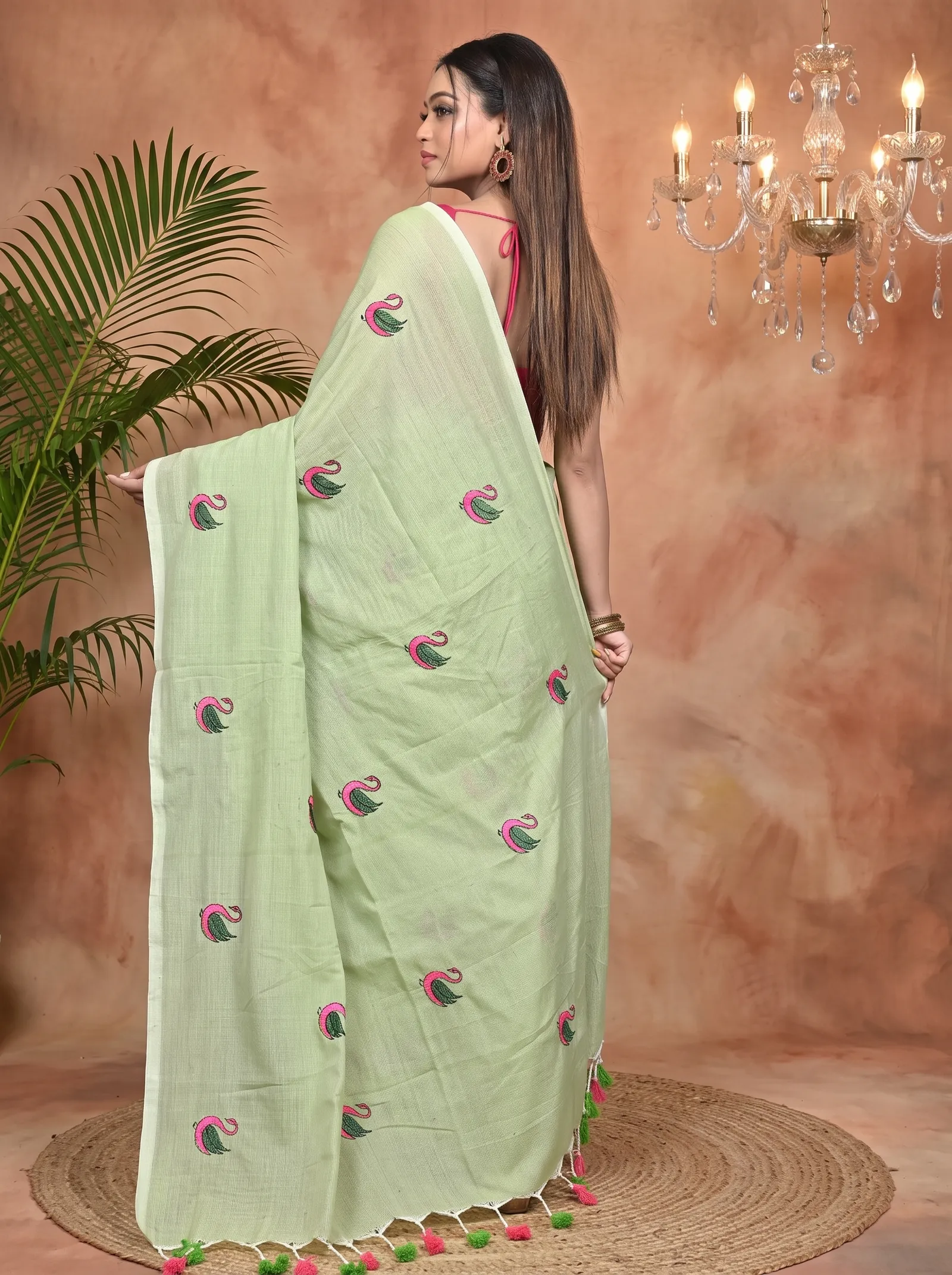 DipDiya Pure Cotton See Green Norvi Heritage You Can Wear Embroidery Handloom sarees