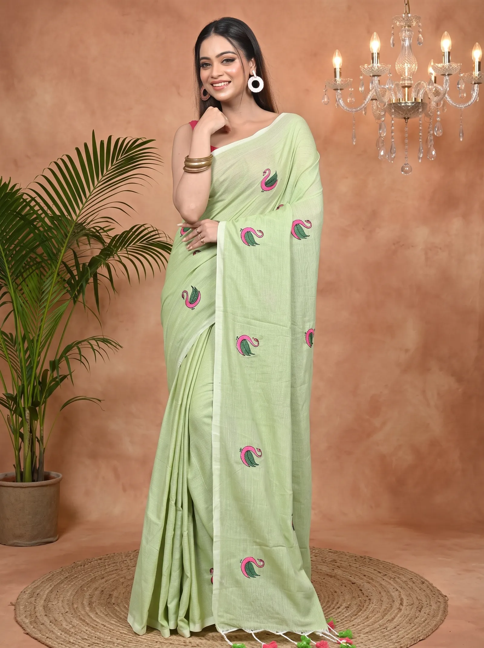 DipDiya Pure Cotton See Green Norvi Heritage You Can Wear Embroidery Handloom sarees