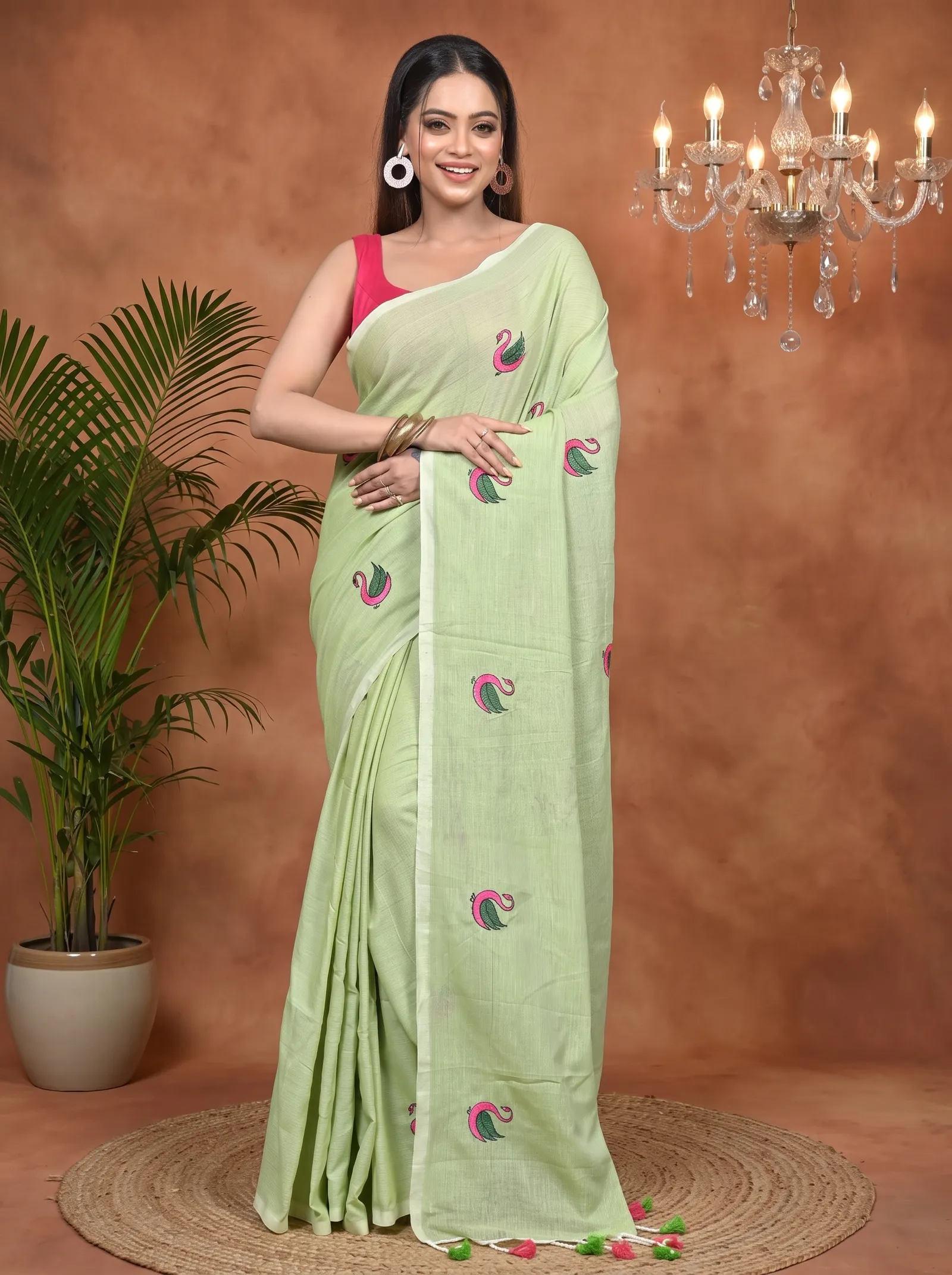 DipDiya Pure Cotton See Green Norvi Heritage You Can Wear Embroidery Handloom sarees