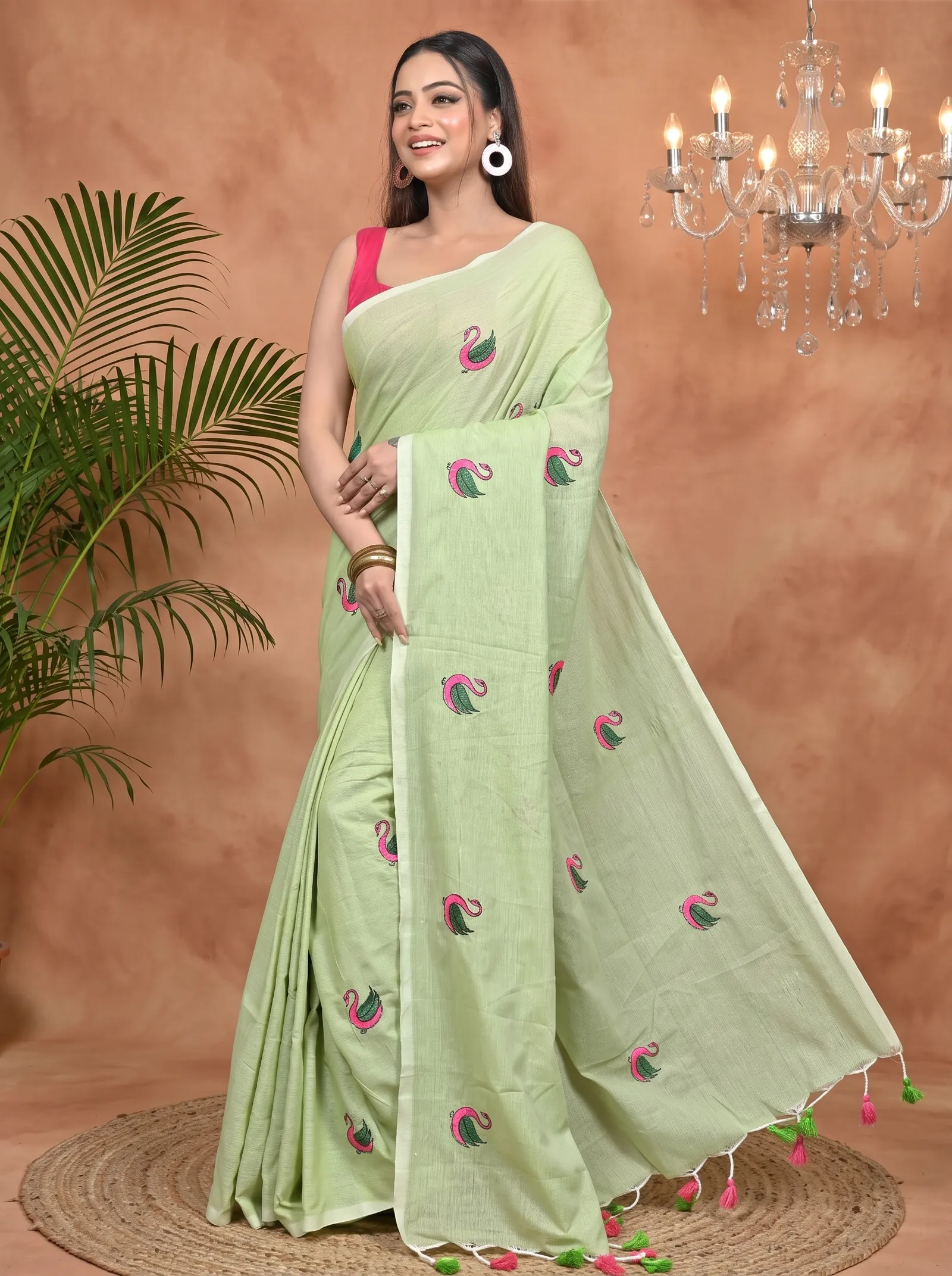 DipDiya Pure Cotton See Green Norvi Heritage You Can Wear Embroidery Handloom sarees