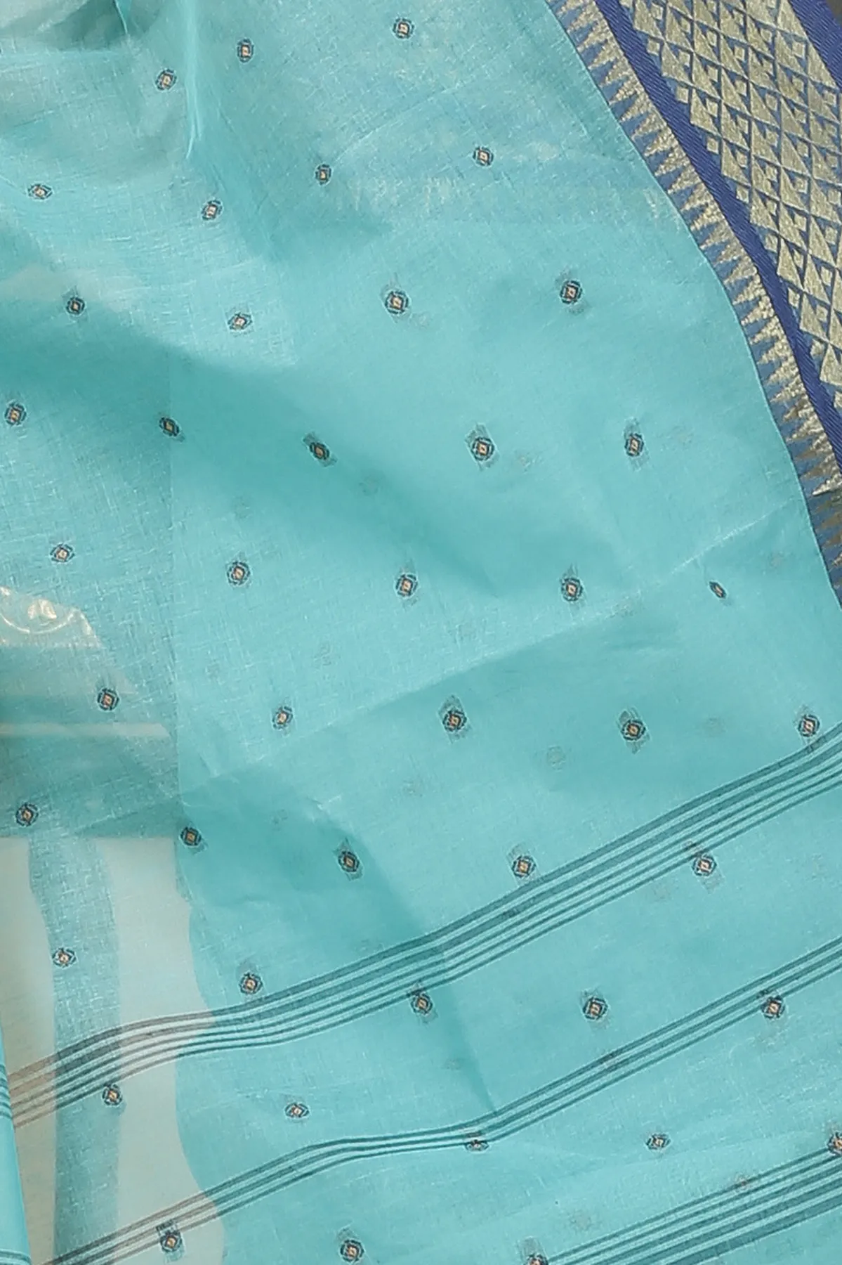 DipDiya Pure Cotton See Green Peral Crafted in Bengal Tant Sarees
