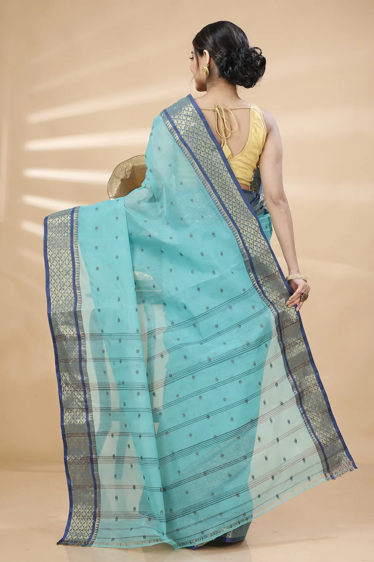 DipDiya Pure Cotton See Green Peral Crafted in Bengal Tant Sarees