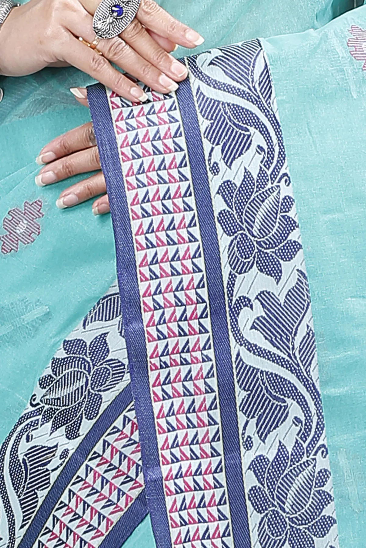 DipDiya Pure Cotton See Green Raina Bengali Heritage Tant Sarees