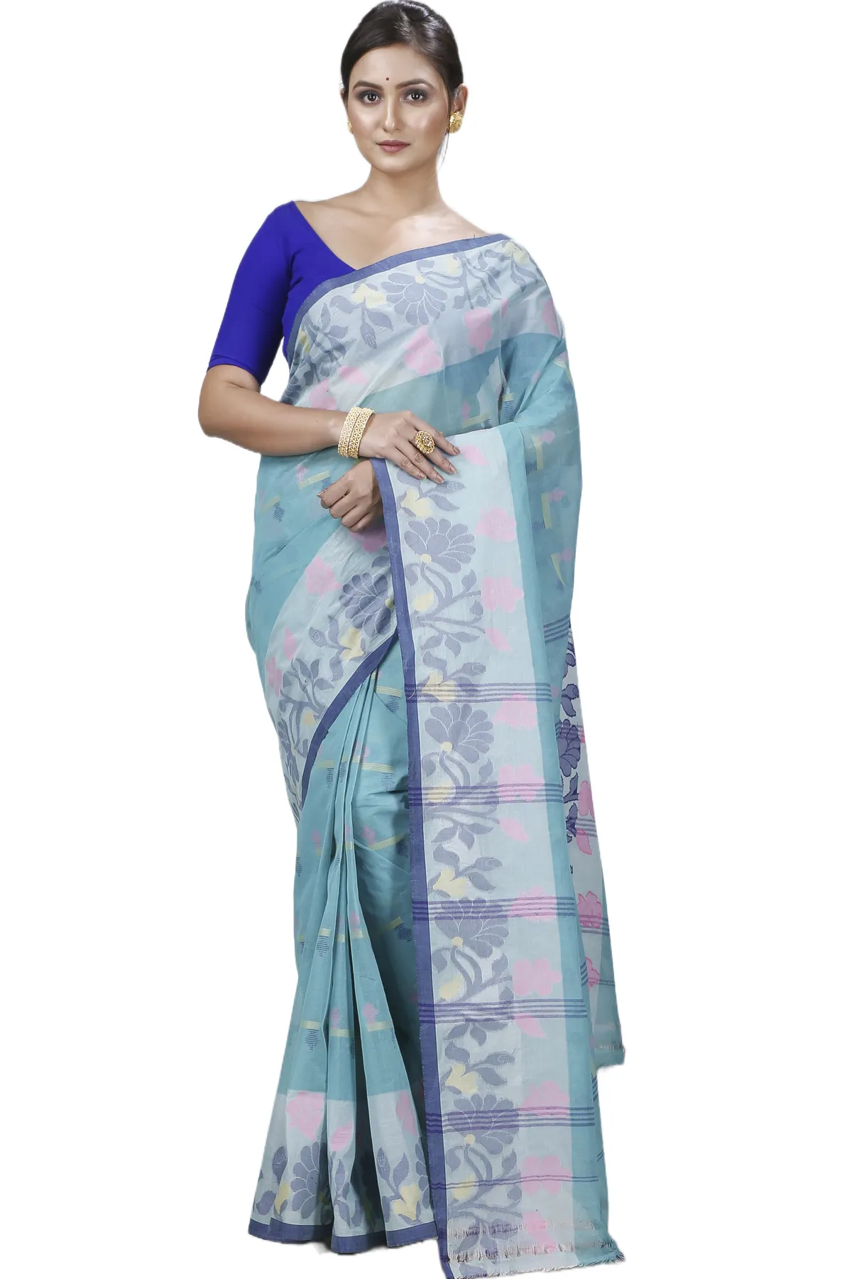DipDiya Pure Cotton See Green Urva Crafted by Artisans Tant Sarees