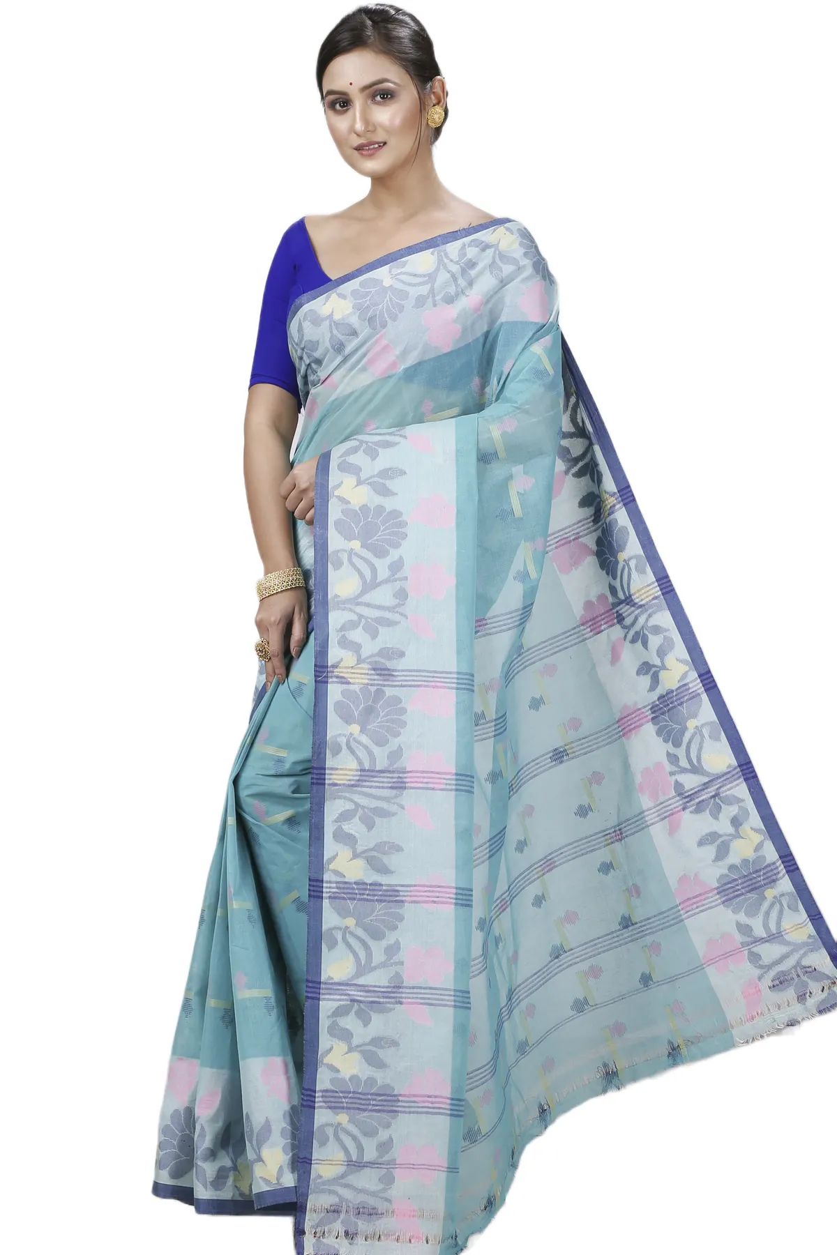 DipDiya Pure Cotton See Green Urva Crafted by Artisans Tant Sarees