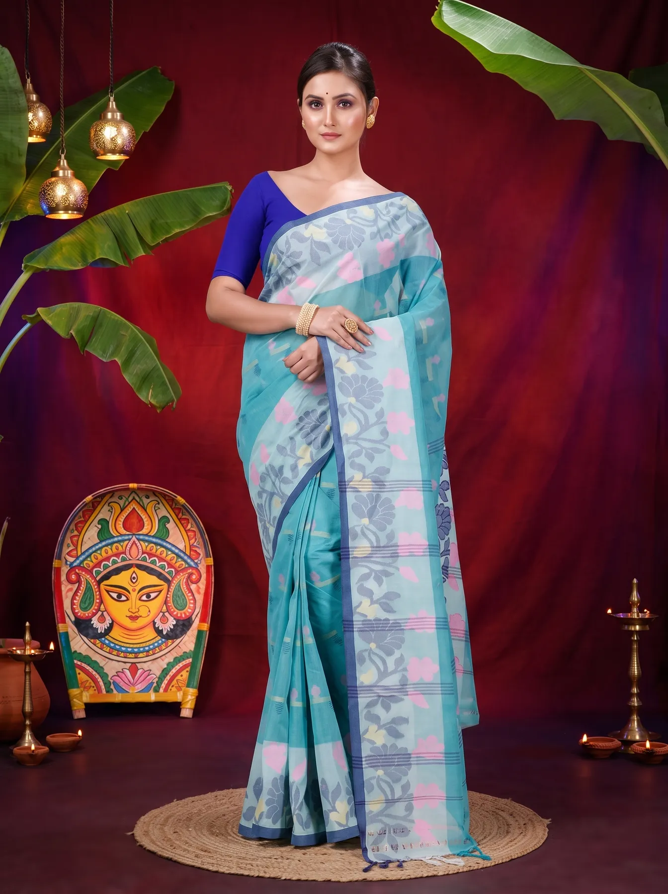 DipDiya Pure Cotton See Green Urva Crafted by Artisans Tant Sarees
