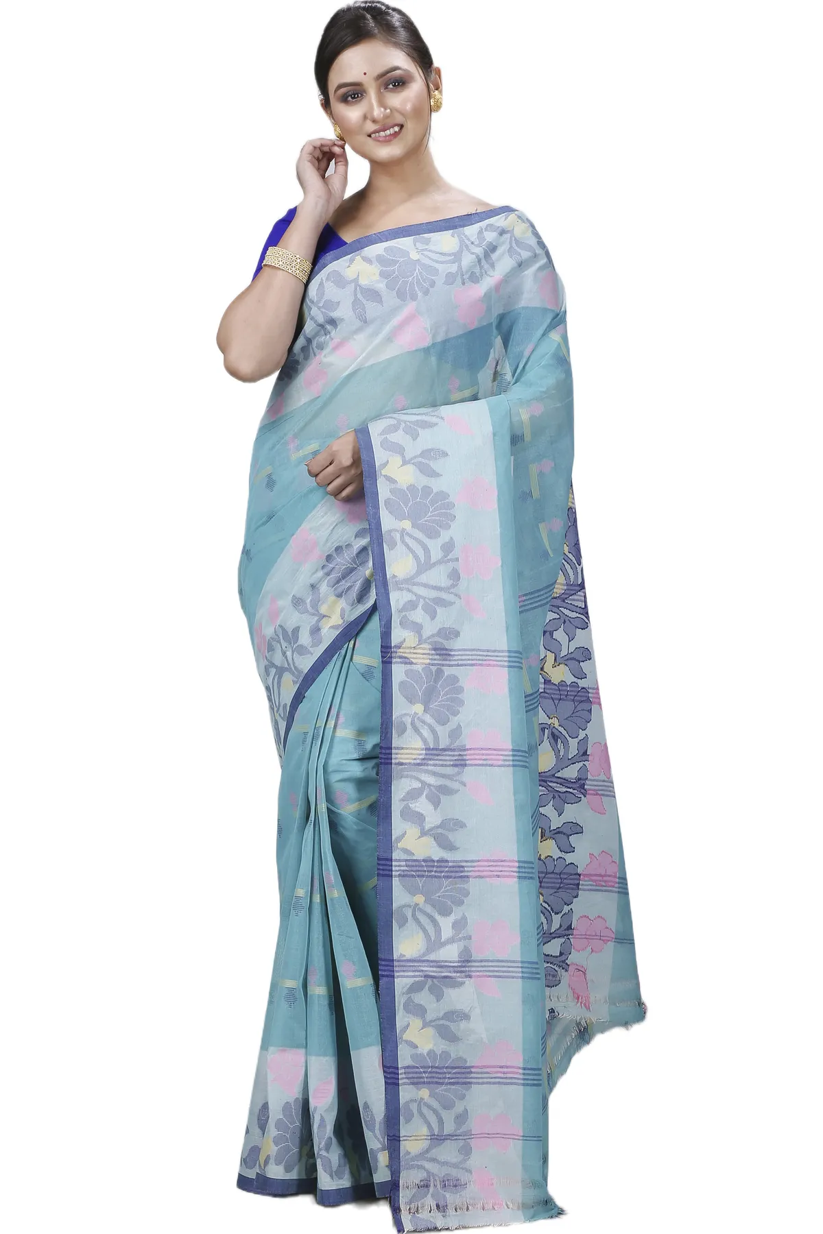 DipDiya Pure Cotton See Green Urva Crafted by Artisans Tant Sarees