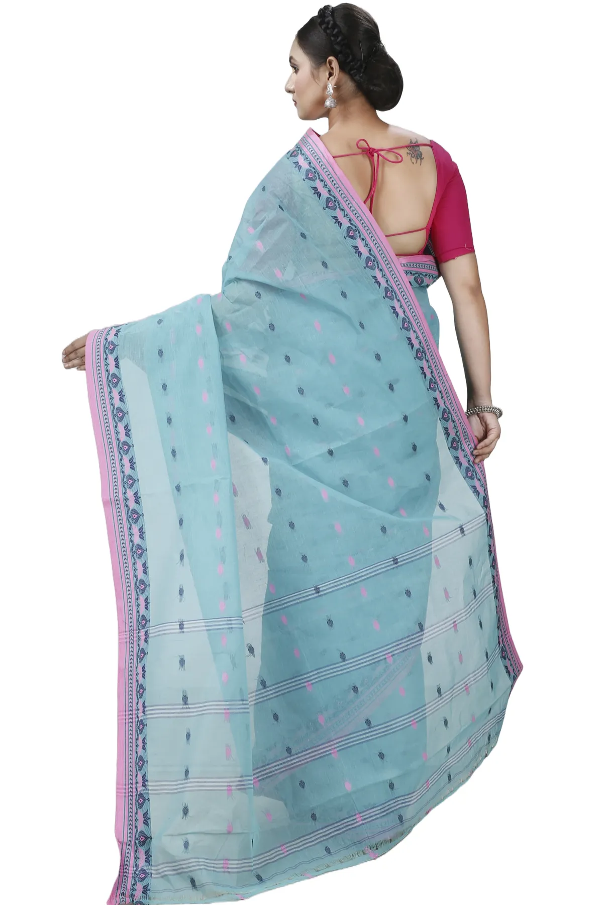 DipDiya Pure Cotton See Green Uvra Crafted by Artisans Tant Sarees