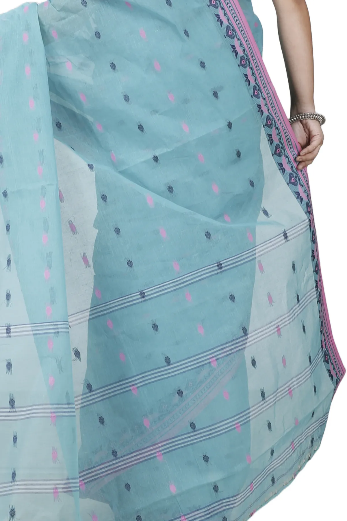 DipDiya Pure Cotton See Green Uvra Crafted by Artisans Tant Sarees