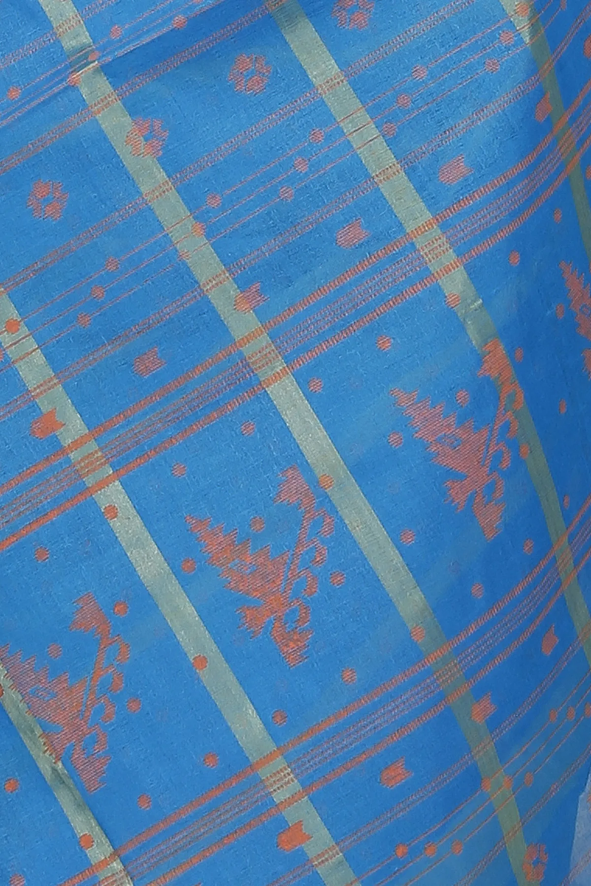 DipDiya Pure Cotton Sky Blue Mera Classic Bengali Tant Sarees