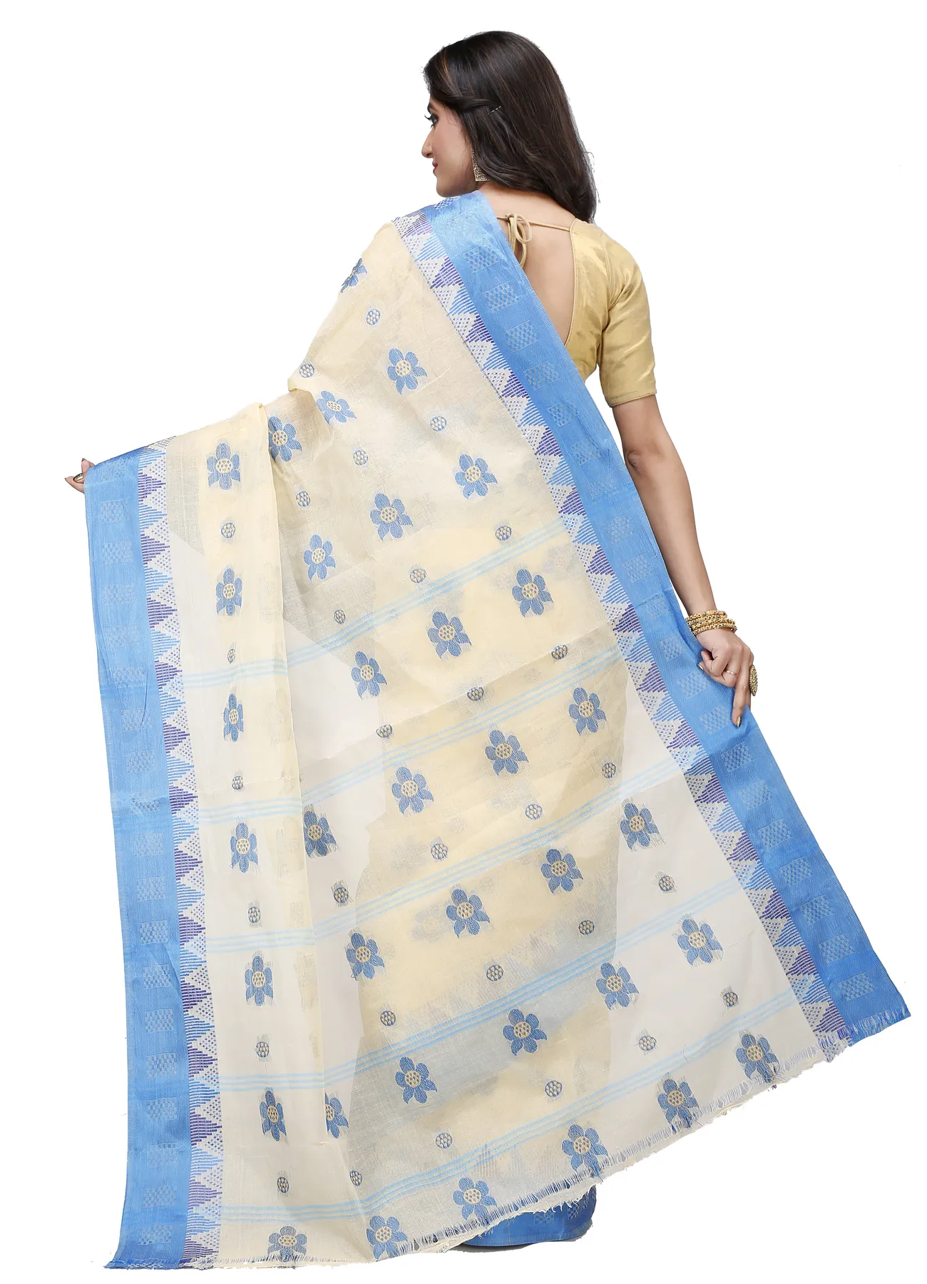 DipDiya Pure Cotton Sky Blue Palasful Elegant by Tradition Tant Sarees