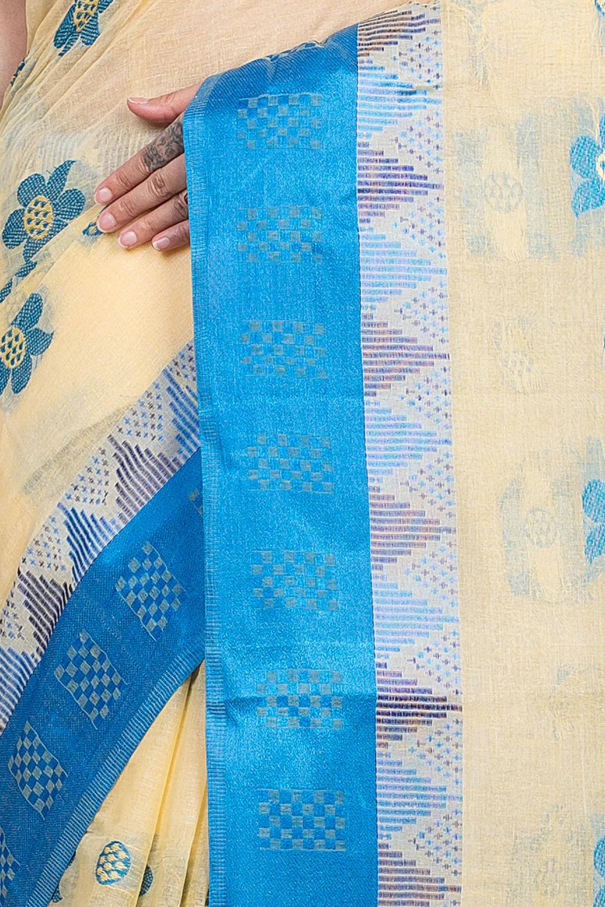 DipDiya Pure Cotton Sky Blue Palasful Elegant by Tradition Tant Sarees