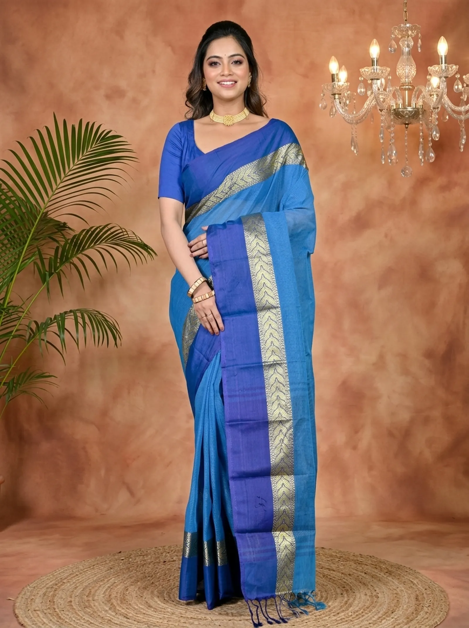 DipDiya Pure Cotton Sky Blue Parvin A Legacy Woven Tant Sarees