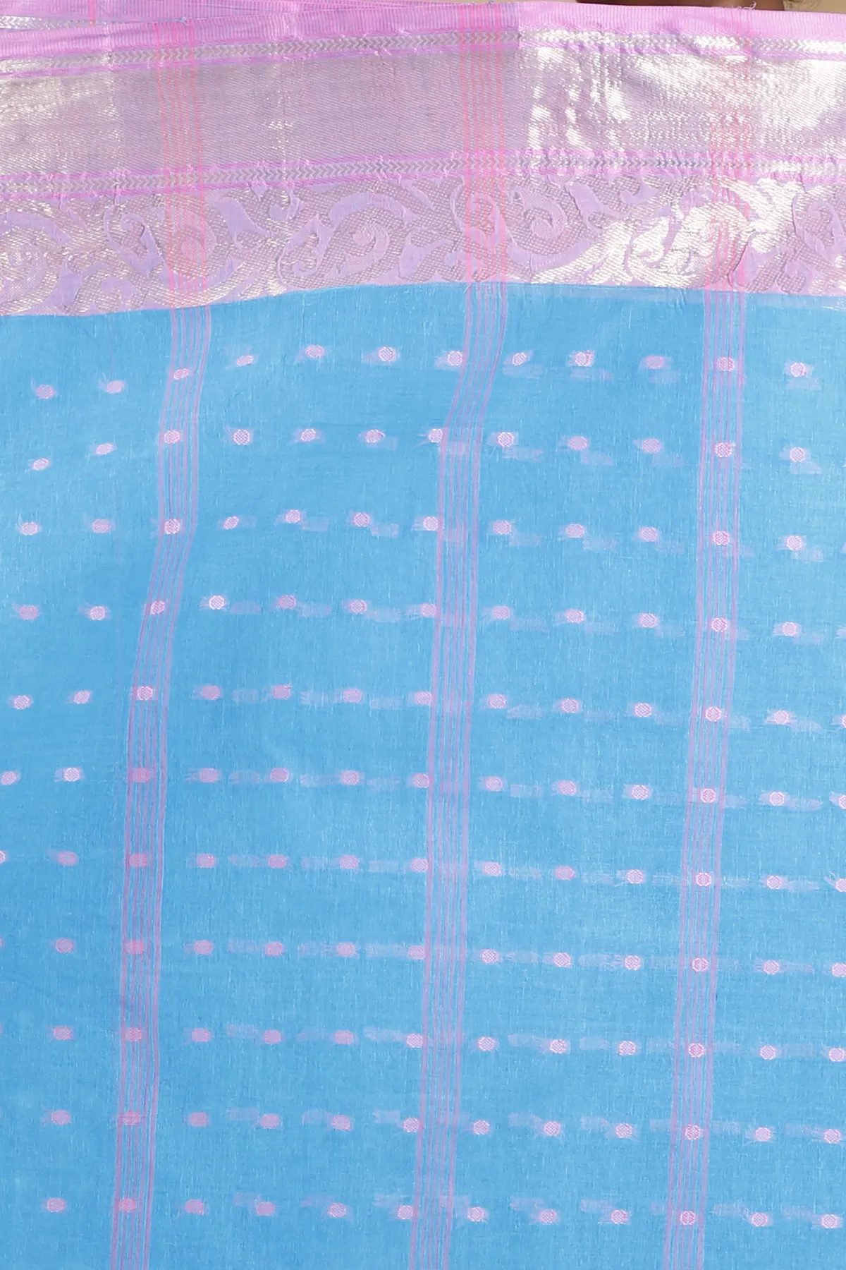 DipDiya Pure Cotton Sky Blue Sachi Bengal’s Tradition Tant Sarees