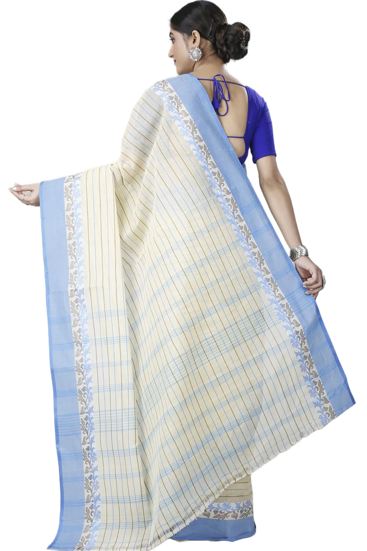 DipDiya Pure Cotton Sky Blue Subha Tradition in Every Thread Tant Sarees