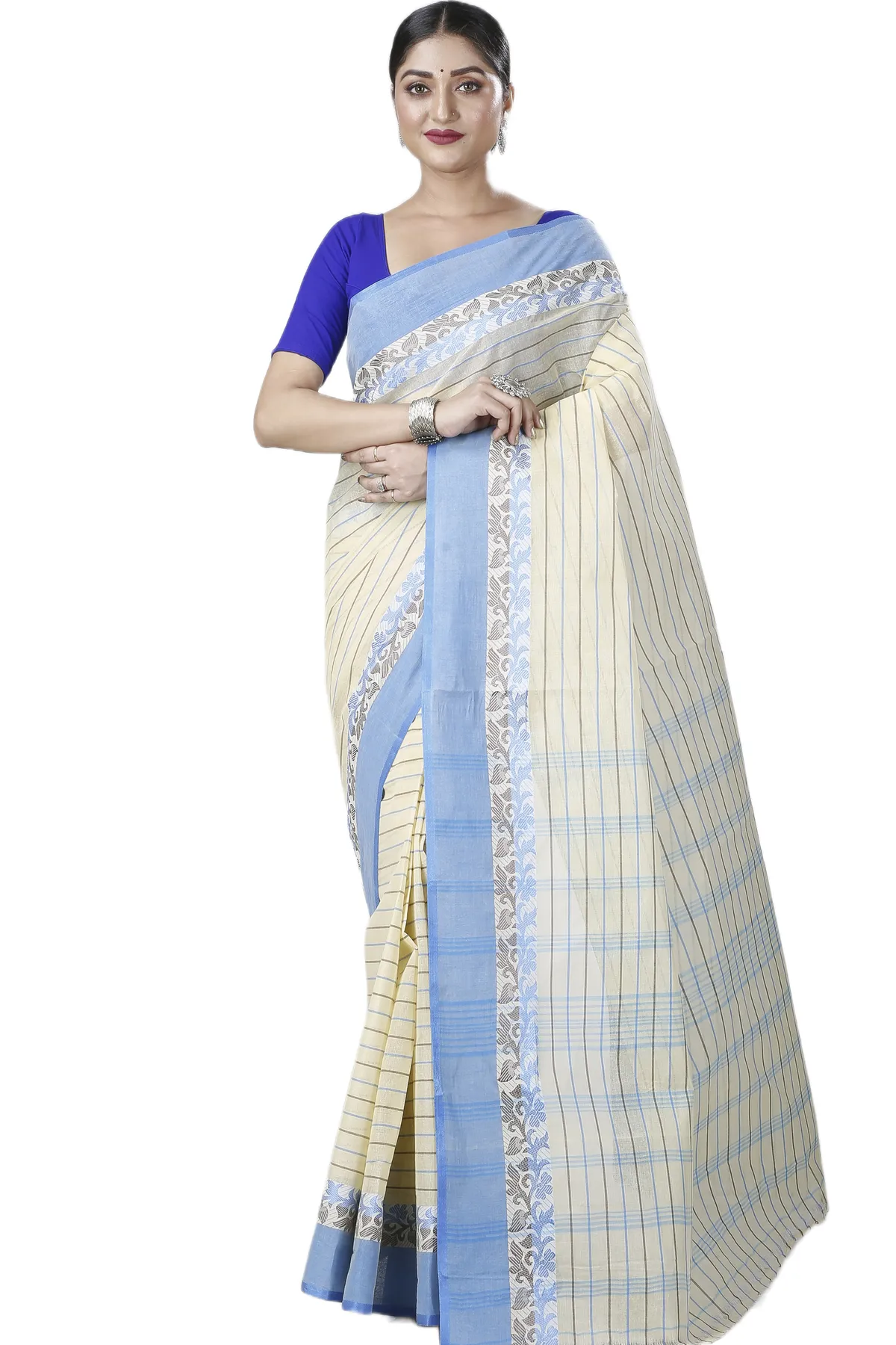 DipDiya Pure Cotton Sky Blue Subha Tradition in Every Thread Tant Sarees