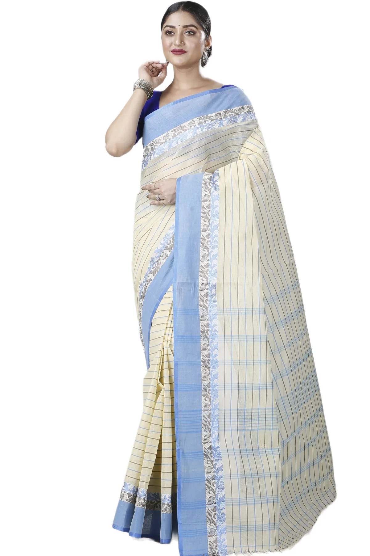 DipDiya Pure Cotton Sky Blue Subha Tradition in Every Thread Tant Sarees