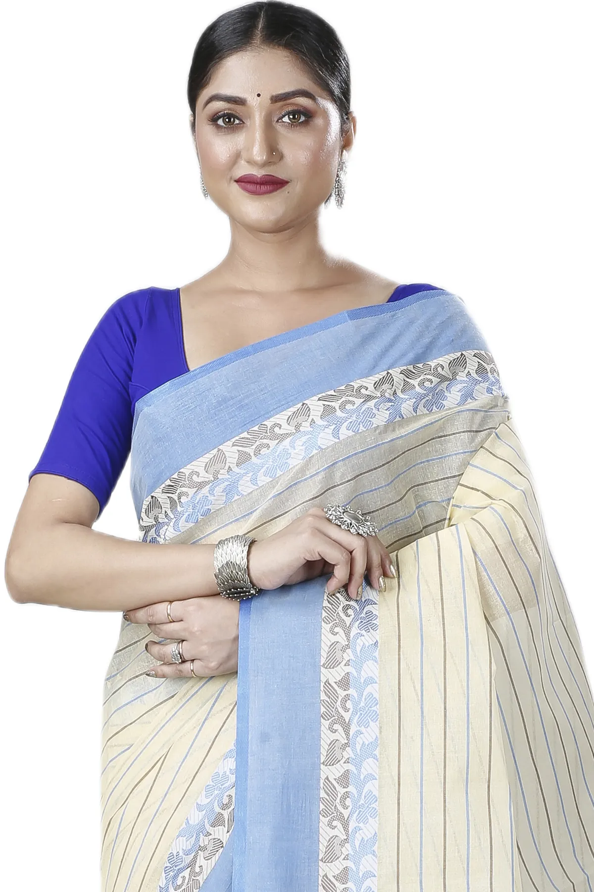 DipDiya Pure Cotton Sky Blue Subha Tradition in Every Thread Tant Sarees