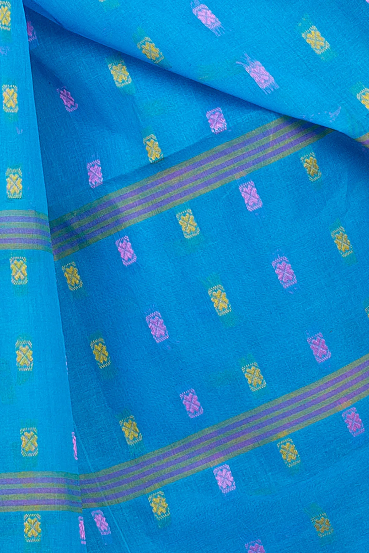 DipDiya Pure Cotton Sky Blue ToraPar Bengal’s Legacy Tant Sarees