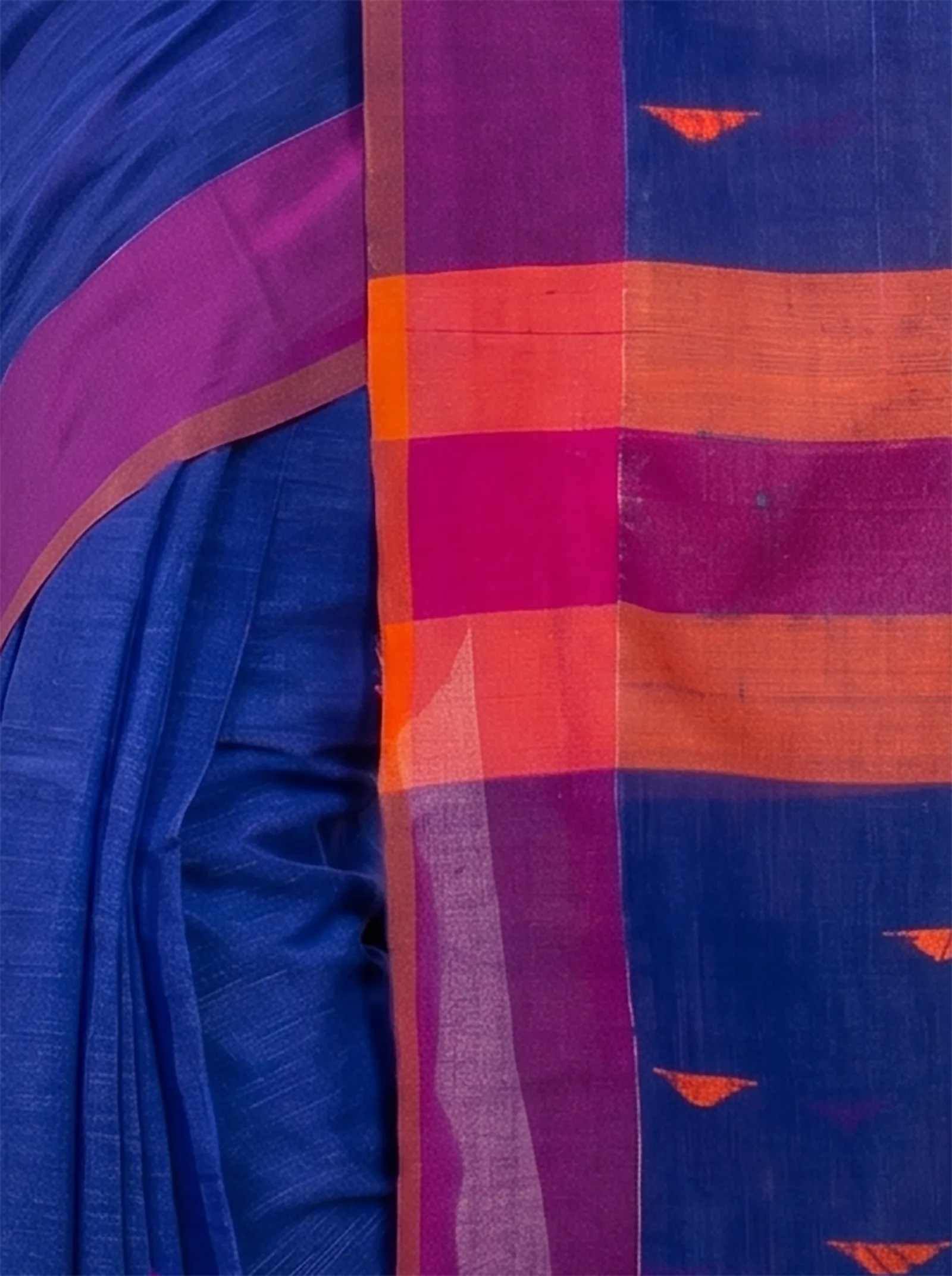 DipDiya Pure Cotton  Traditional Bengali Blue Artisan Crafted Clasic Than Handloom Saree