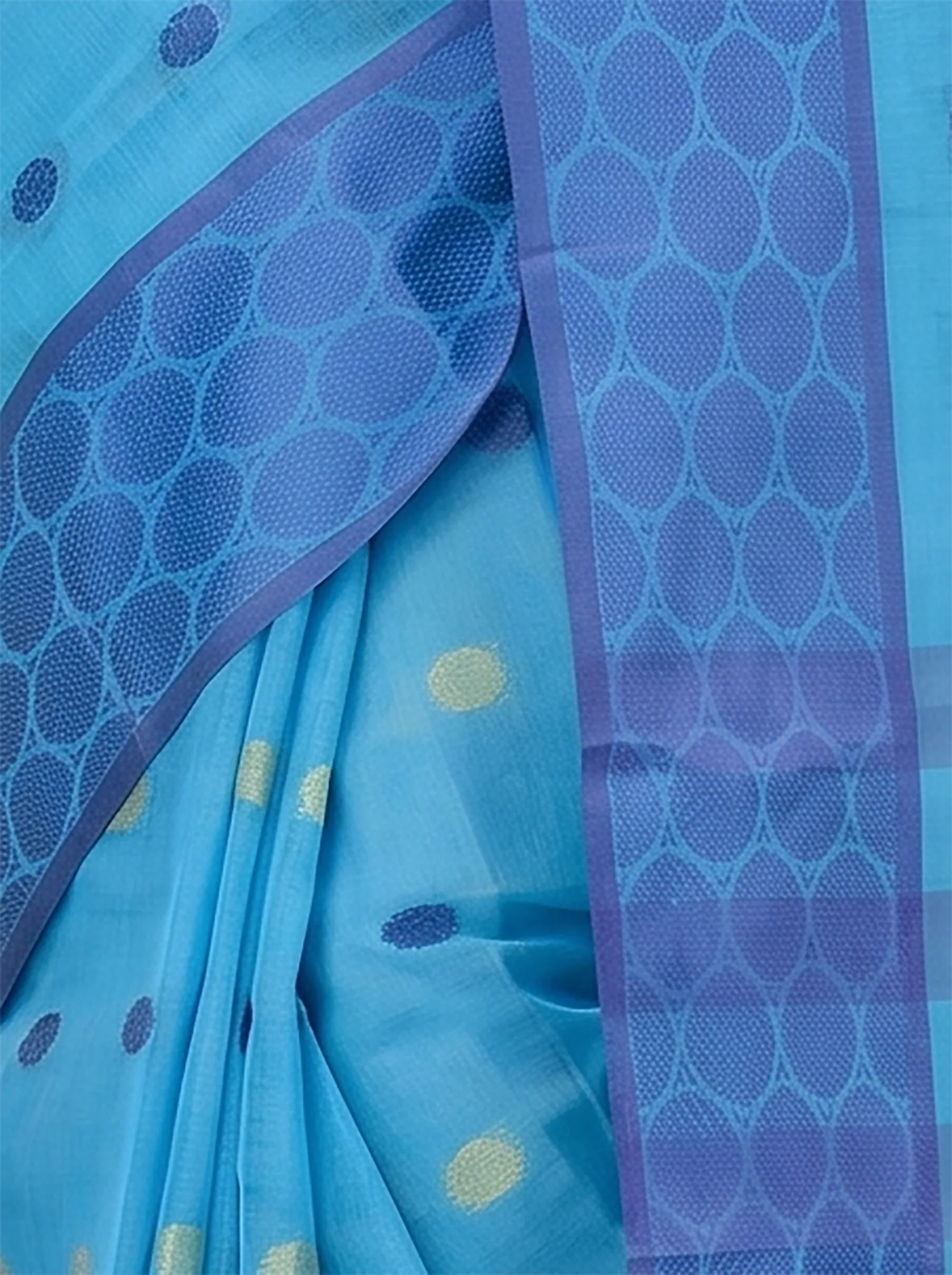 DipDiya Pure Cotton  Traditional Bengali Blue Artisan Crafted Ganga Jamuna Tant Saree