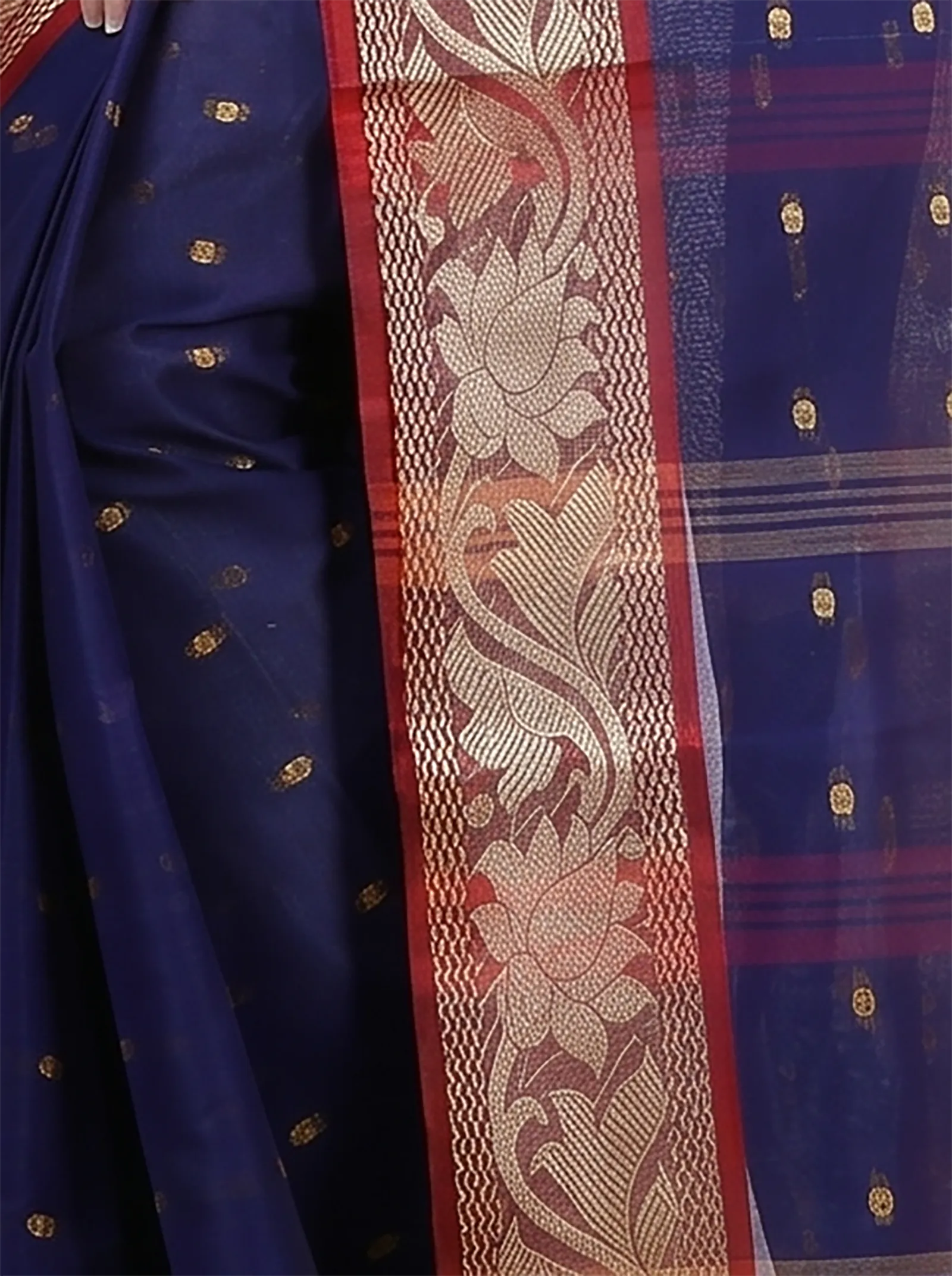 DipDiya Pure Cotton  Traditional Bengali Blue Artisan Crafted Unnati Tant Saree