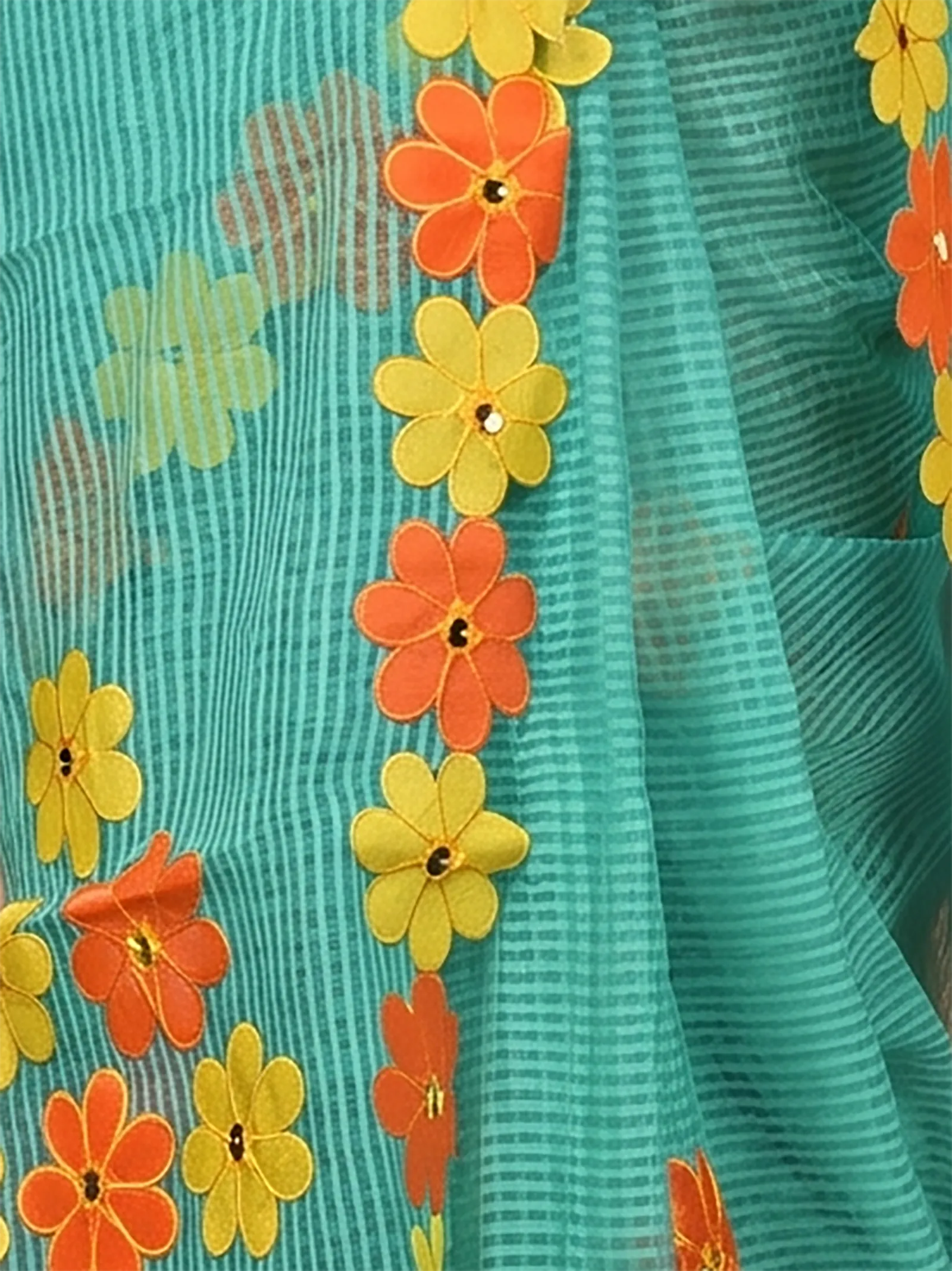 DipDiya Pure Cotton  Traditional Bengali Green Artisan Crafted Kotaplik Kota Applique Saree