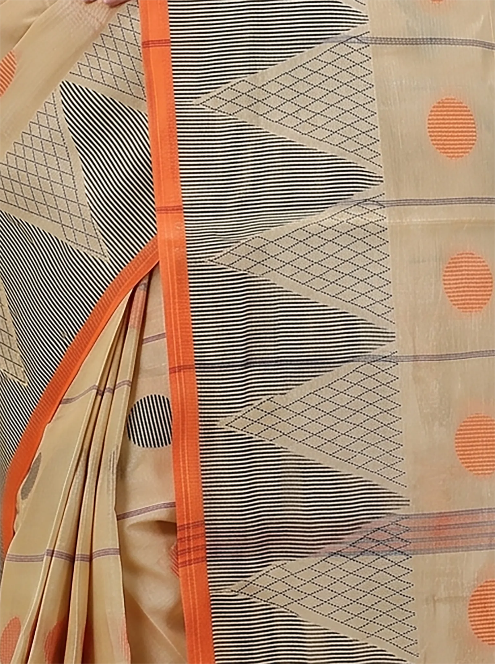 DipDiya Pure Cotton  Traditional Bengali Light Brown Artisan Crafted Rebeka Tant Saree