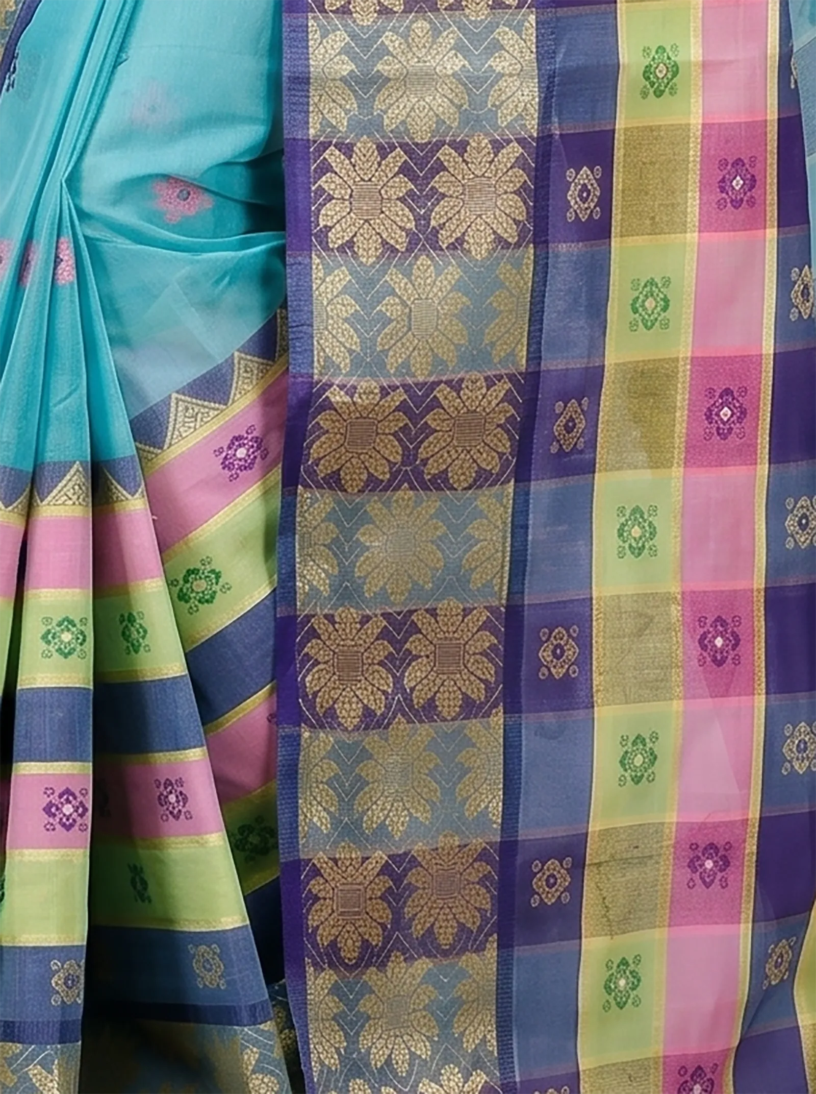 DipDiya Pure Cotton  Traditional Bengali Light Green Artisan Crafted FulPar Tant Saree