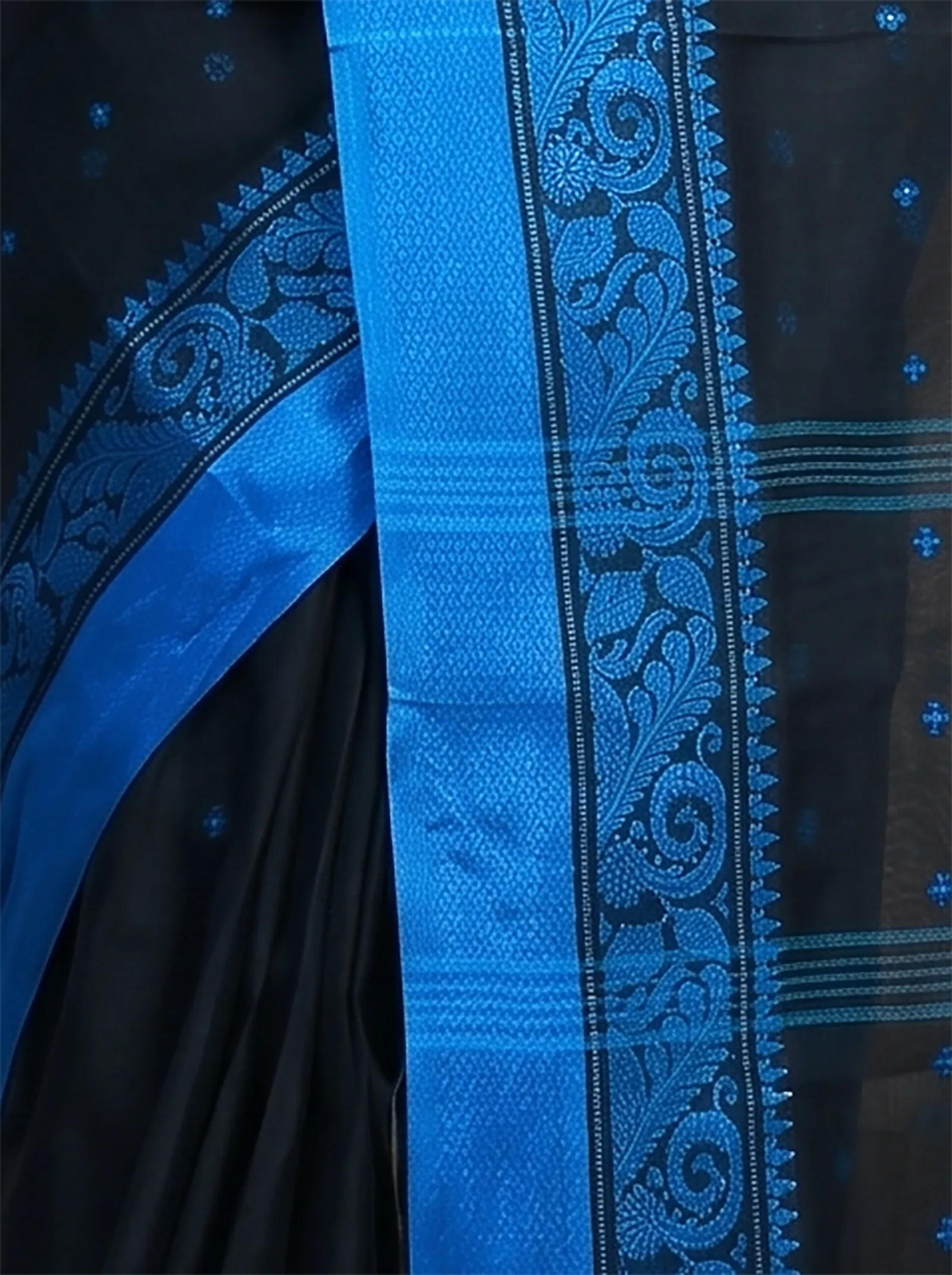 DipDiya Pure Cotton  Traditional Bengali Naby Blue Artisan Crafted Sorbori Tant Saree