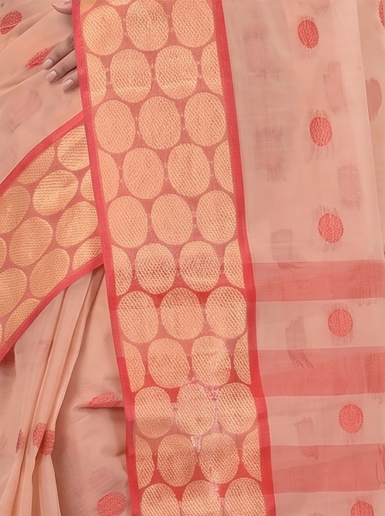 DipDiya Pure Cotton  Traditional Bengali Off-White Artisan Crafted Ganga Jamuna Tant Saree