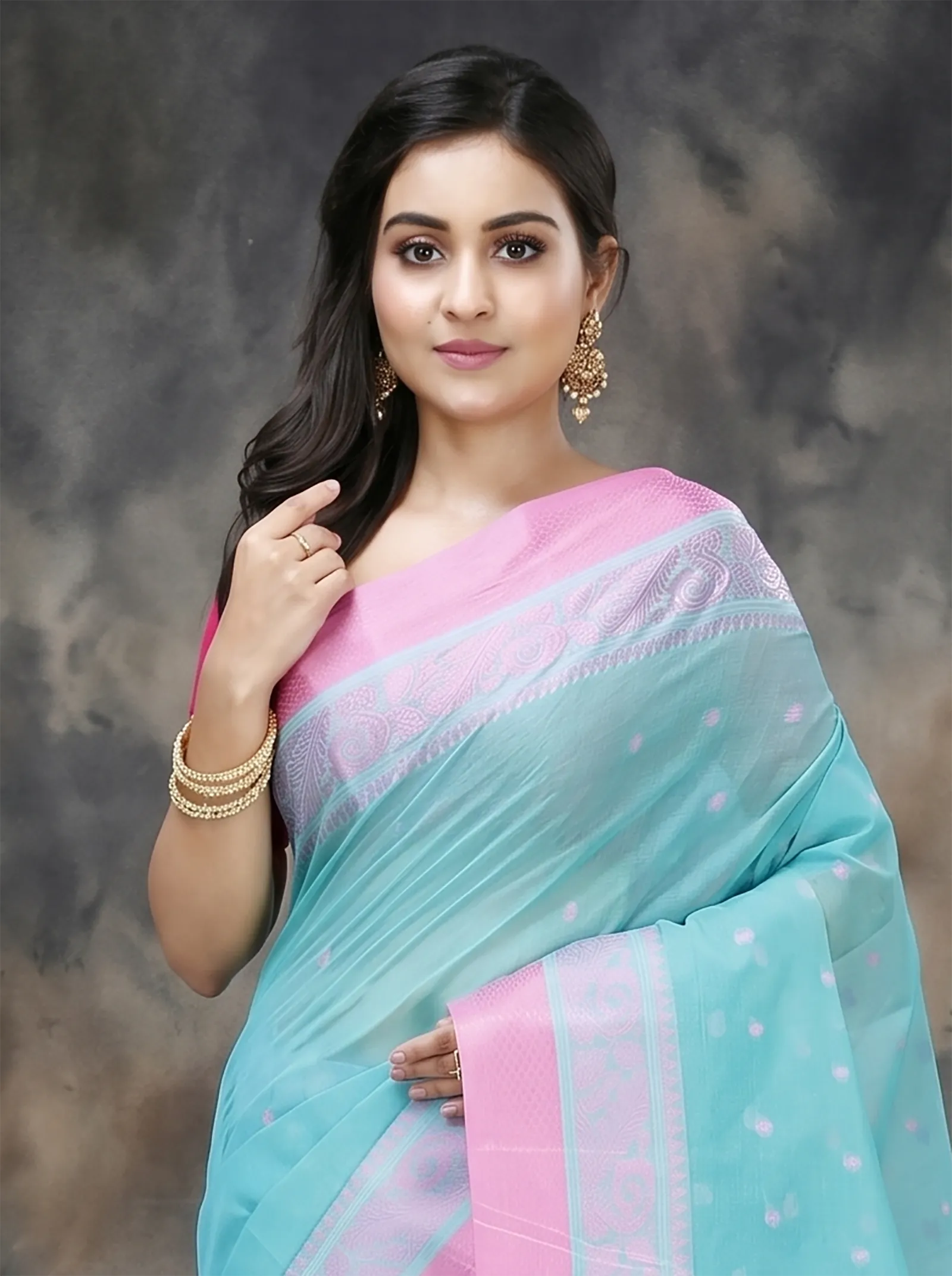 DipDiya Pure Cotton  Traditional Bengali Olive Green Artisan Crafted Sorbori Tant Saree