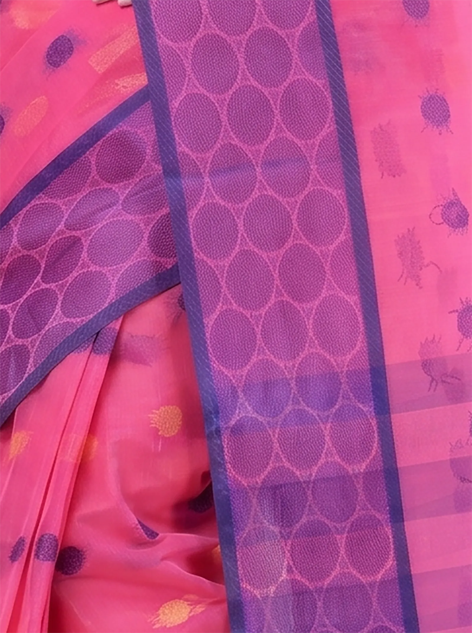 DipDiya Pure Cotton  Traditional Bengali Pink Artisan Crafted Ganga Jamuna Tant Saree