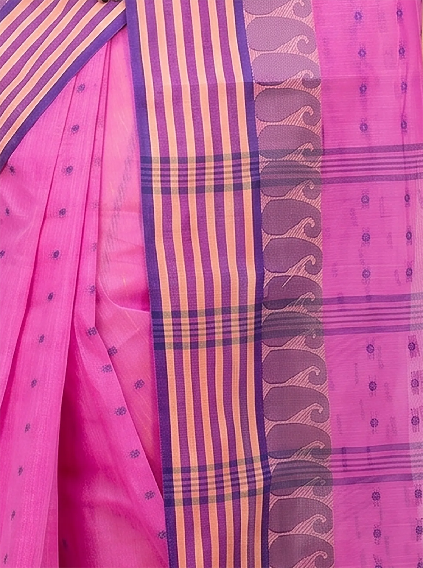 DipDiya Pure Cotton  Traditional Bengali Pink Artisan Crafted Moti Buti Tant Saree