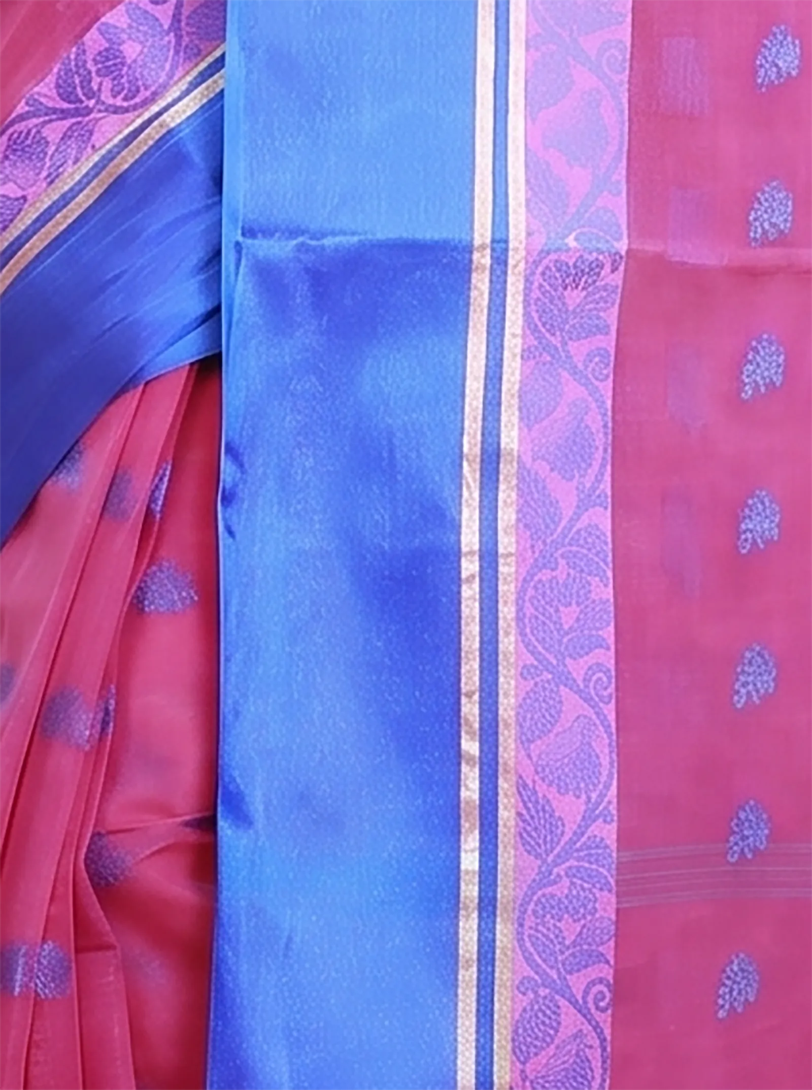 DipDiya Pure Cotton  Traditional Bengali Pink Artisan Crafted Sukla Velvet Tant Saree