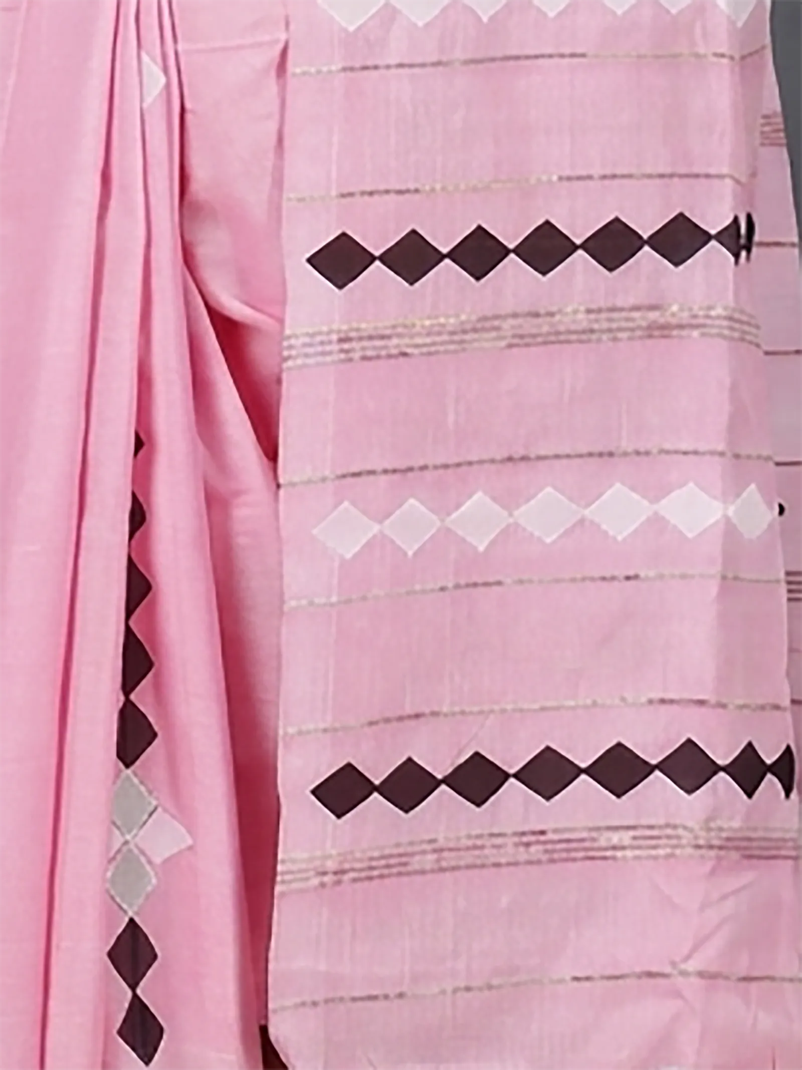 DipDiya Pure Cotton  Traditional Bengali Pink Artisan Crafted Tika Applique Saree