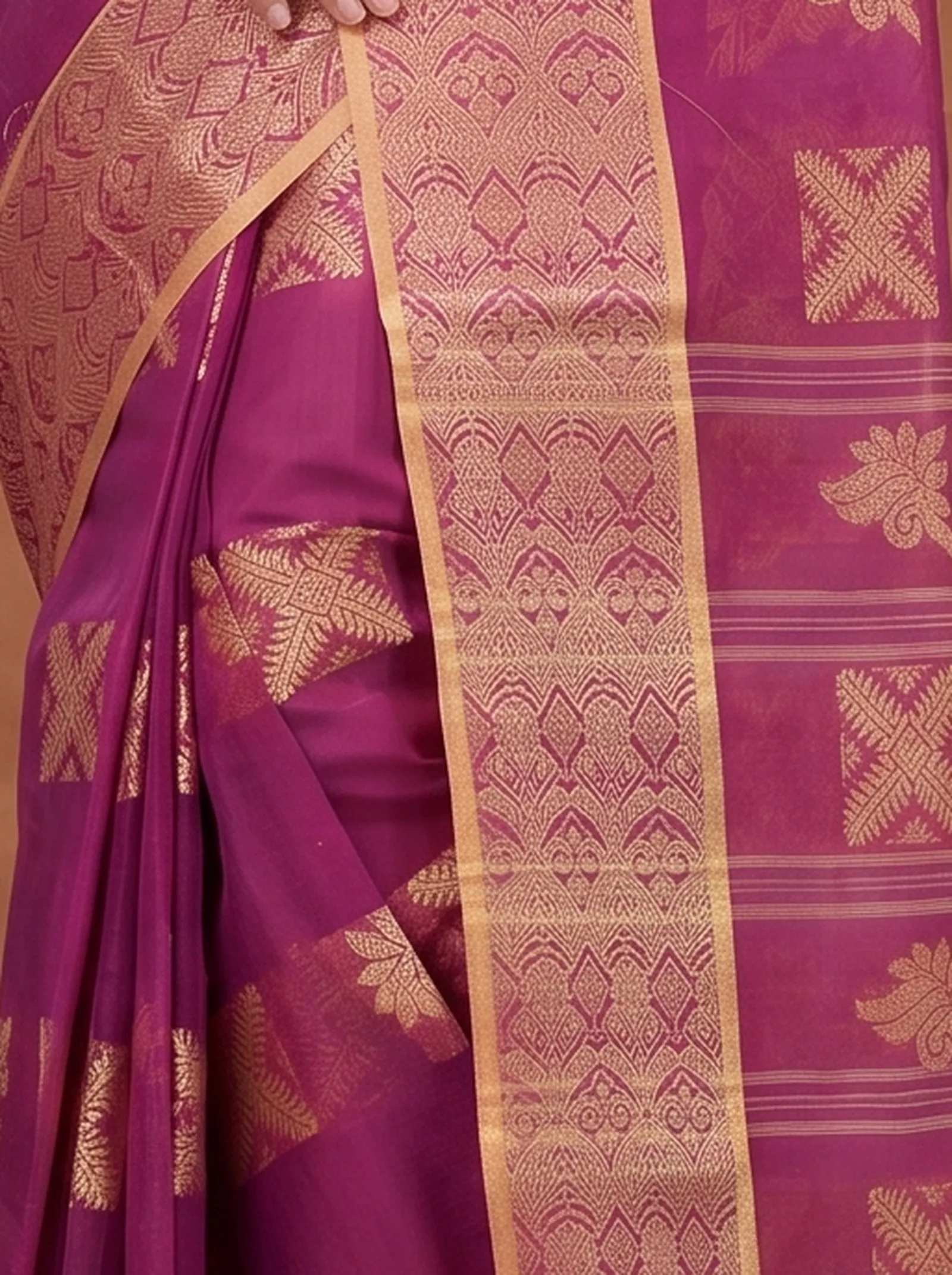 DipDiya Pure Cotton  Traditional Bengali Purple Artisan Crafted Suparna Buti Tant Saree