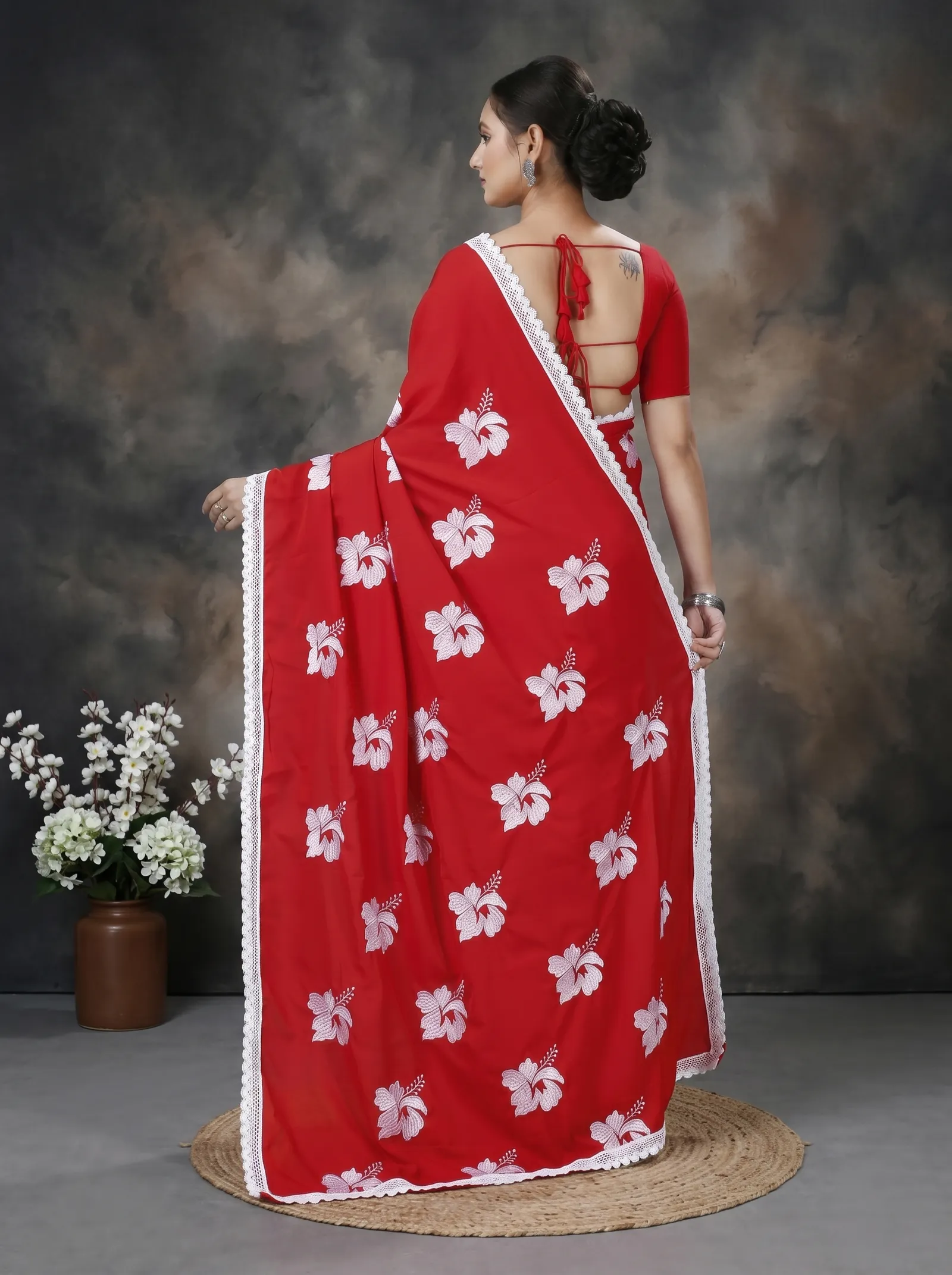 DipDiya Pure Cotton  Traditional Bengali Red White Artisan Crafted Teru Handloom Saree