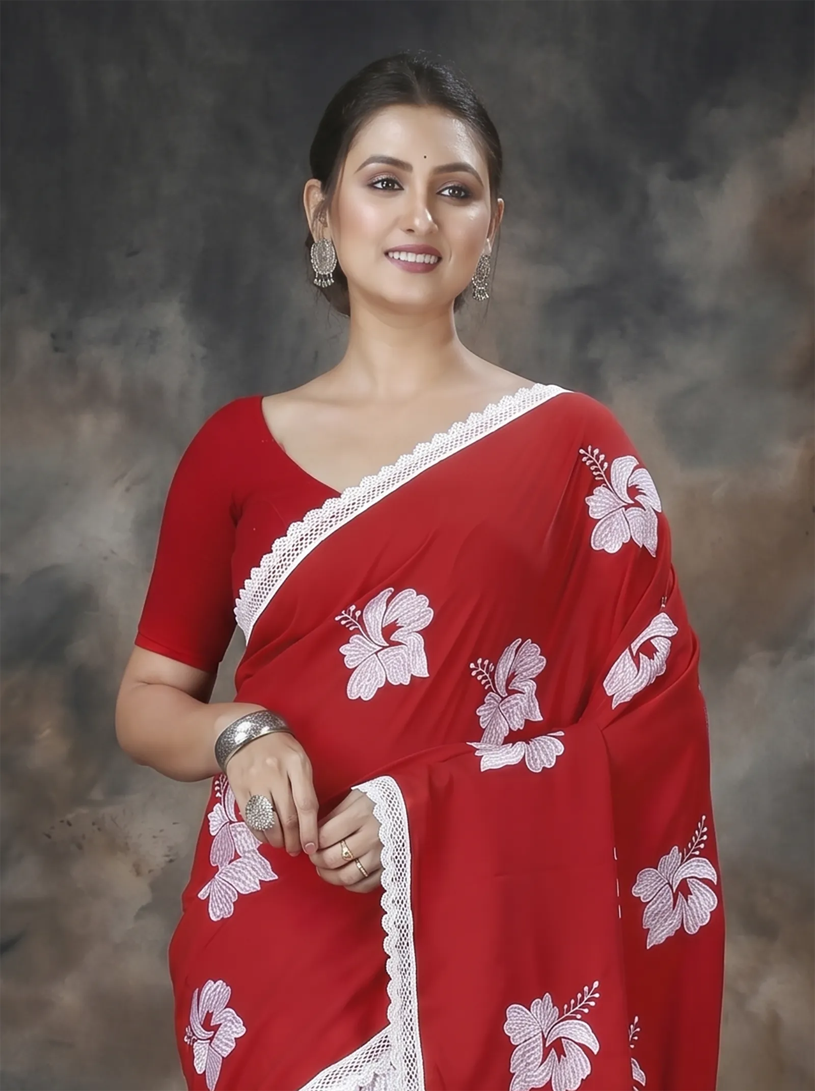 DipDiya Pure Cotton  Traditional Bengali Red White Artisan Crafted Teru Handloom Saree