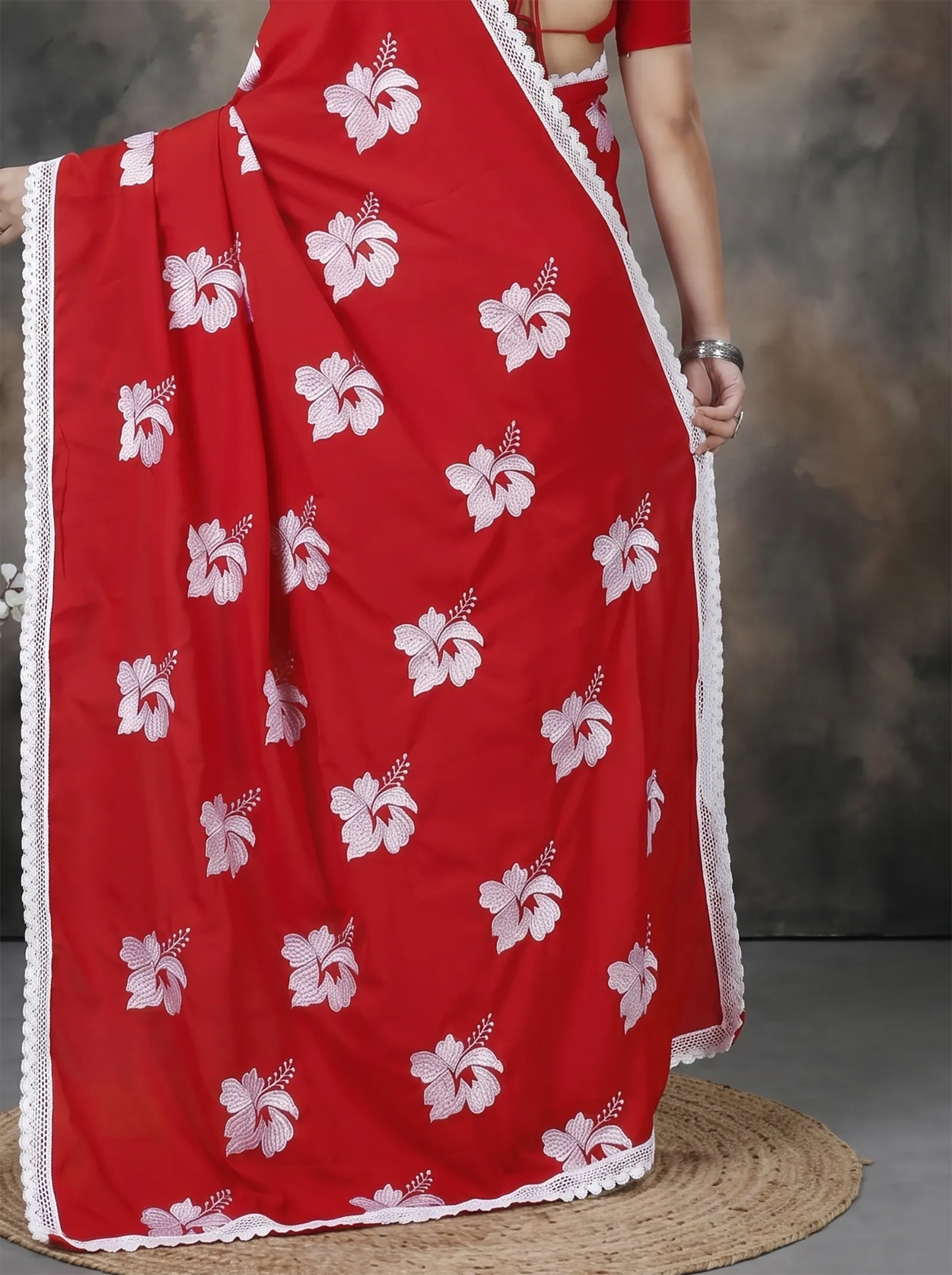 DipDiya Pure Cotton  Traditional Bengali Red White Artisan Crafted Teru Handloom Saree