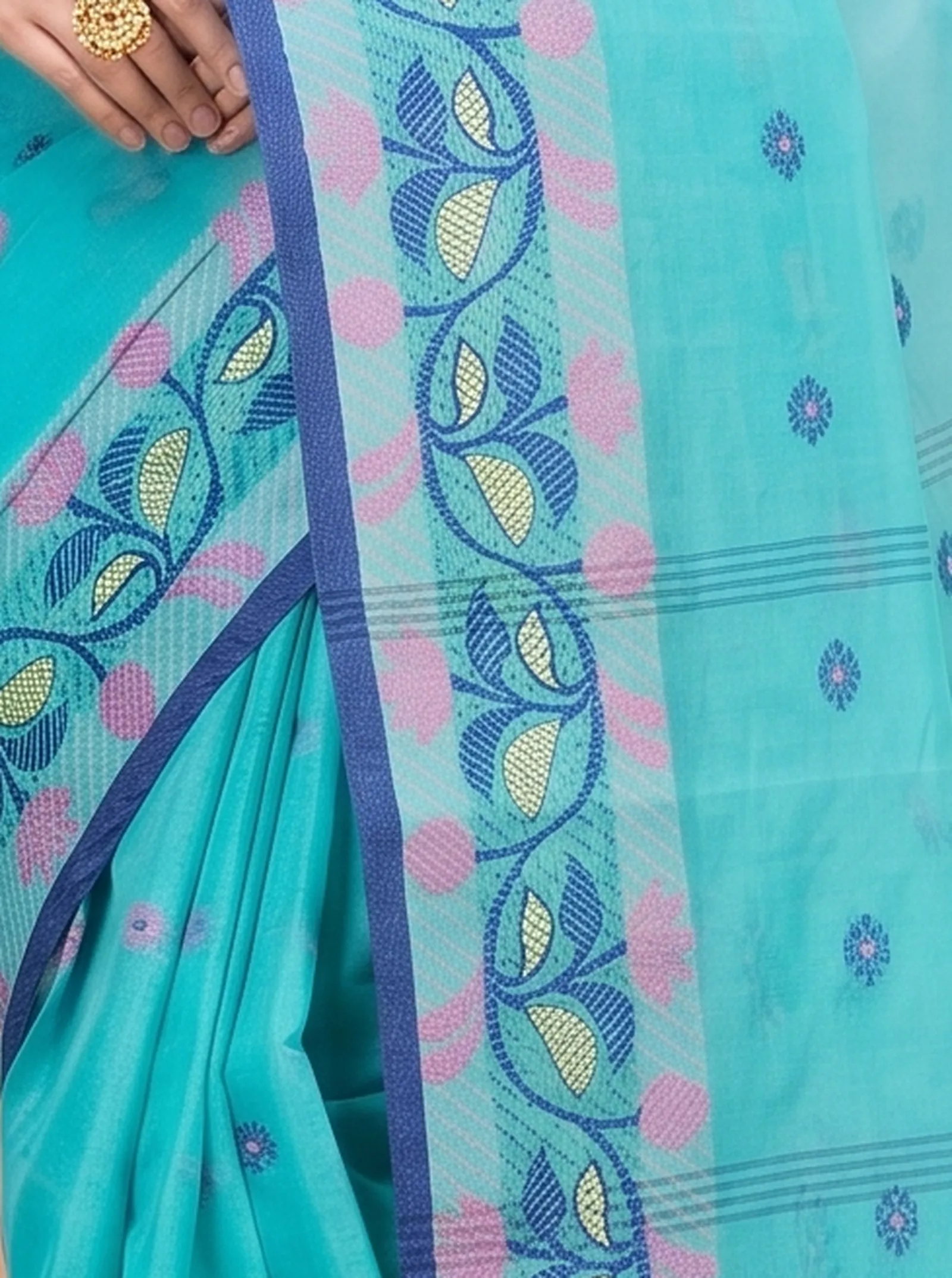 DipDiya Pure Cotton  Traditional Bengali See Green Artisan Crafted Govindi Tant Saree