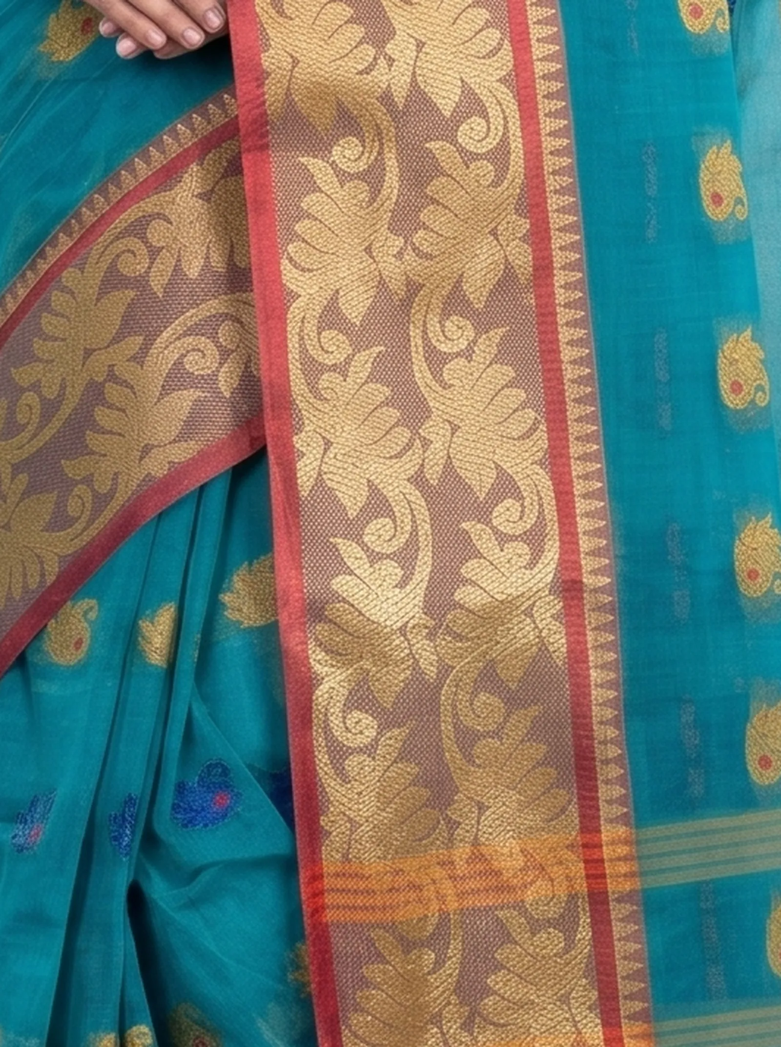 DipDiya Pure Cotton  Traditional Bengali See Green Artisan Crafted HasFul Tant Saree