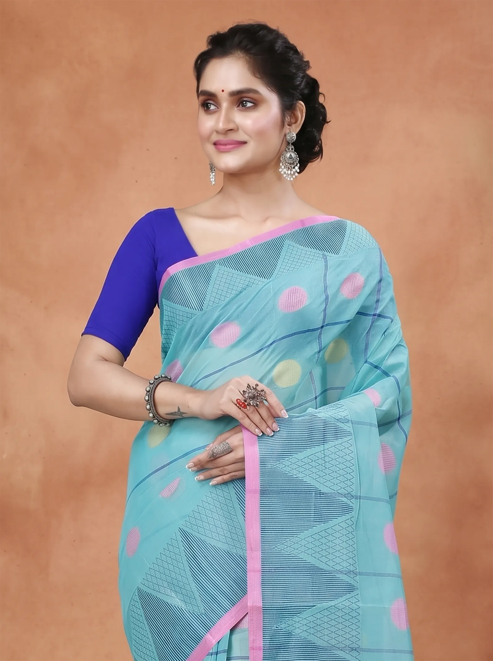 DipDiya Pure Cotton  Traditional Bengali See Green Artisan Crafted Rebeka Tant Saree
