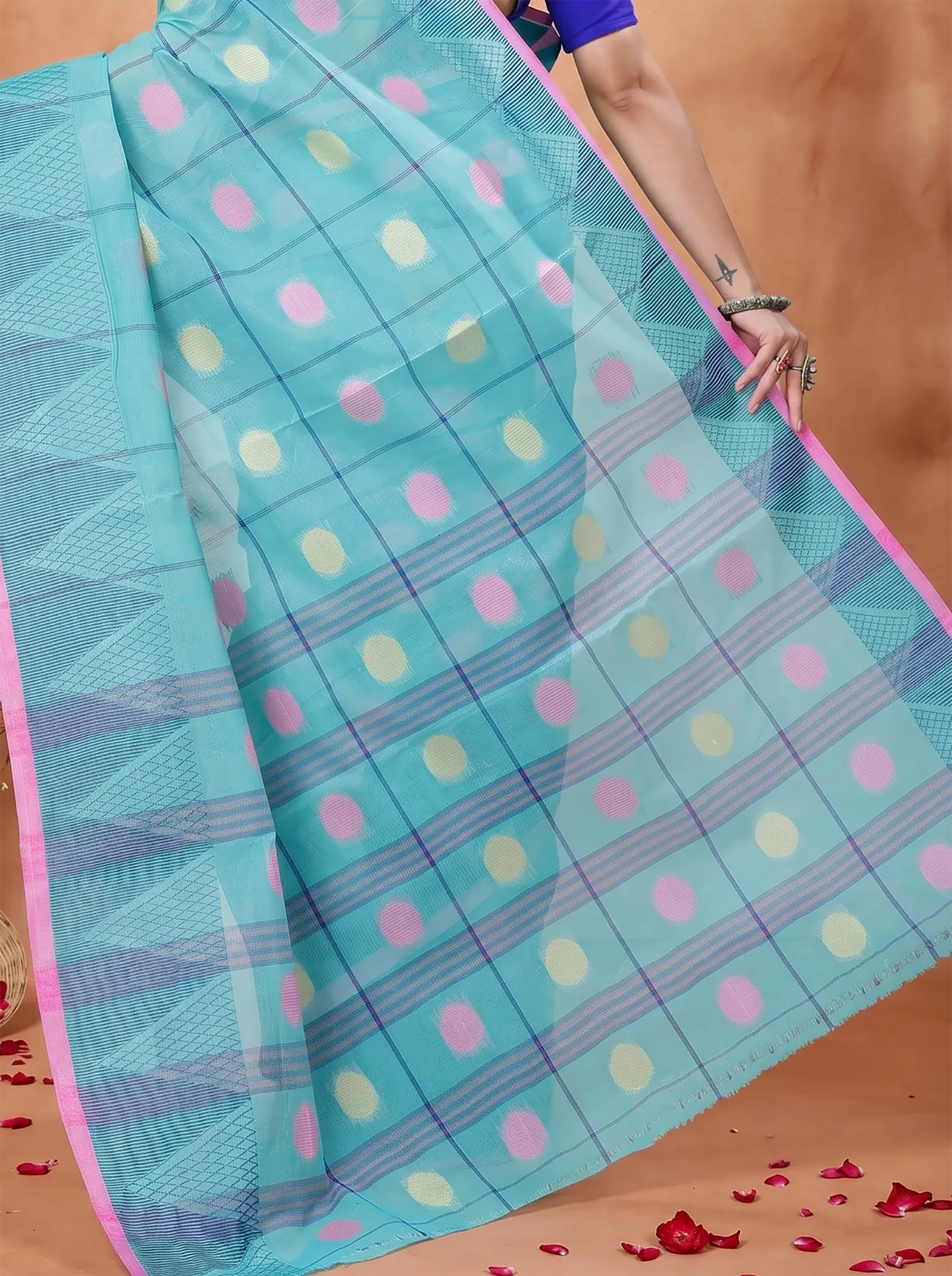 DipDiya Pure Cotton  Traditional Bengali See Green Artisan Crafted Rebeka Tant Saree