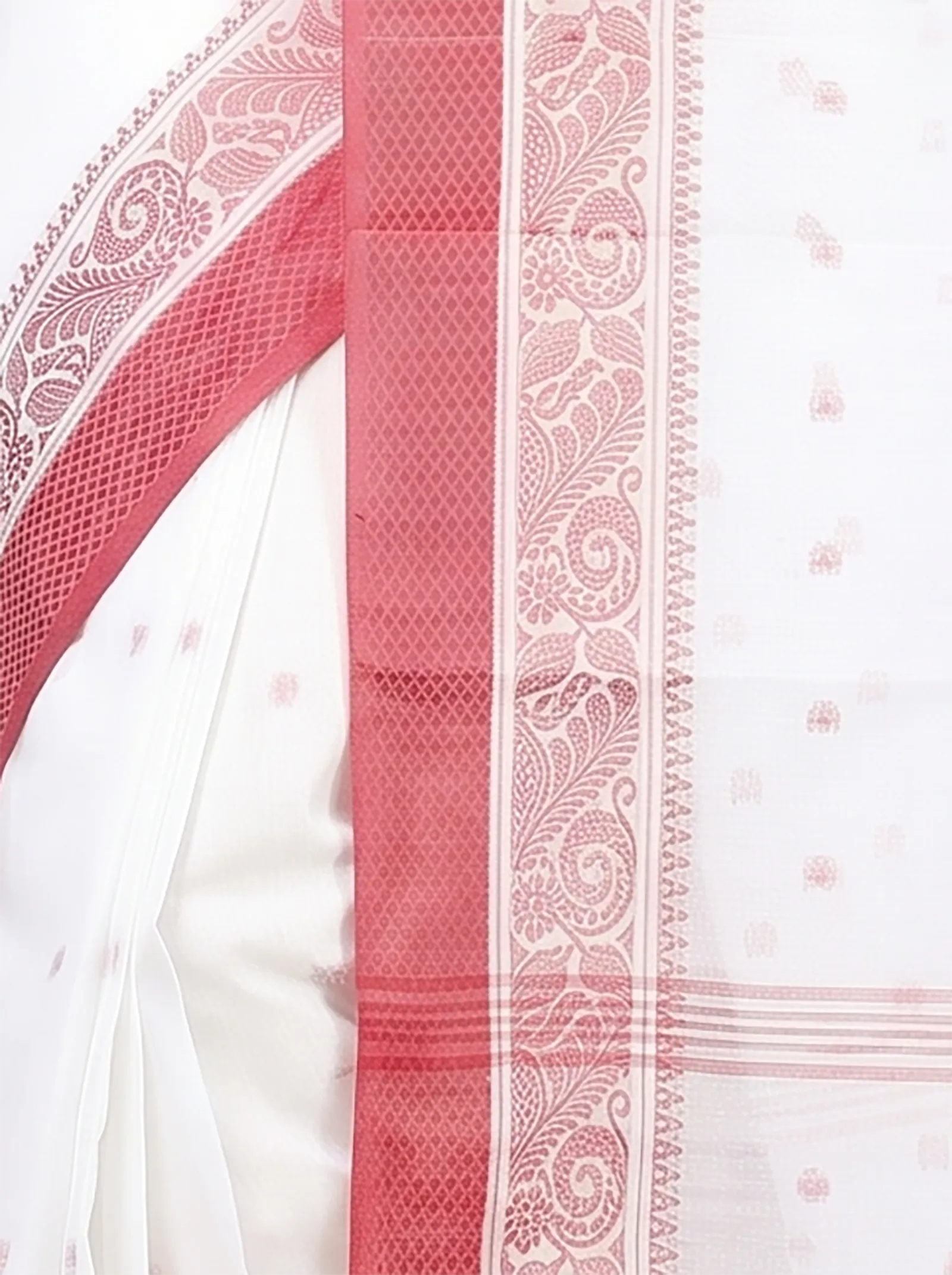 DipDiya Pure Cotton  Traditional Bengali White Artisan Crafted Sorbori Tant Saree