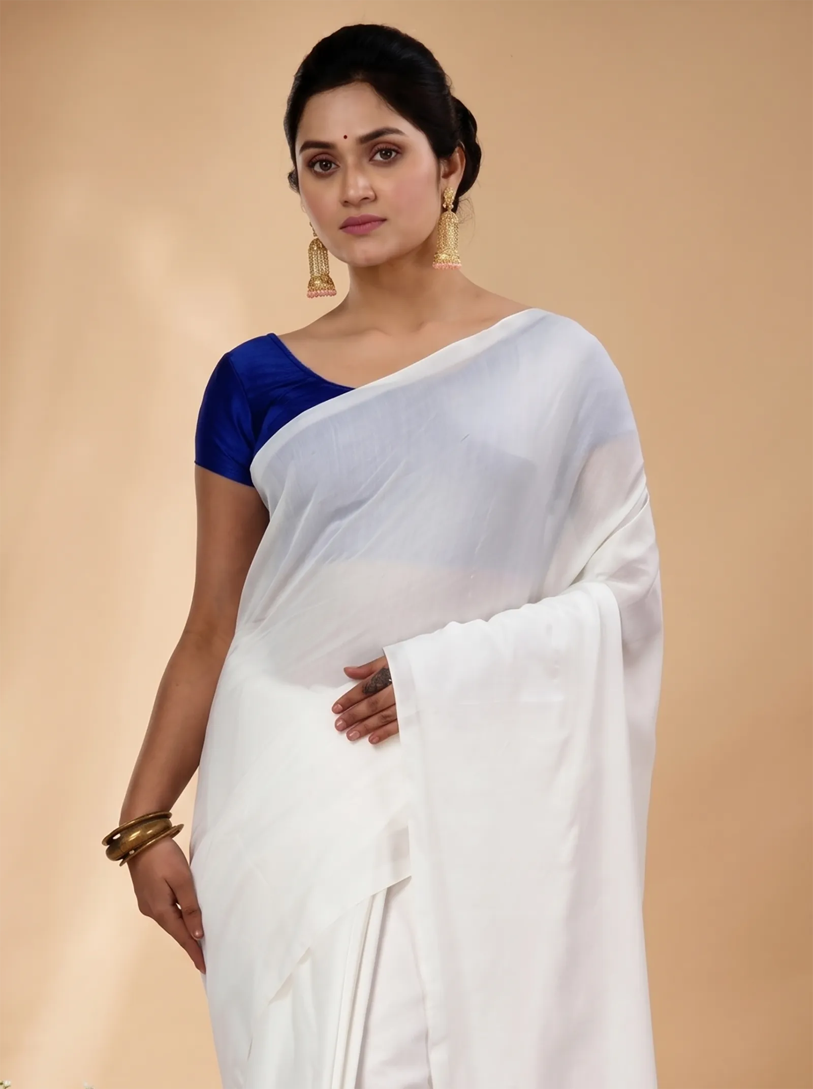 DipDiya Pure Cotton  Traditional Bengali White Artisan Crafted ThanKhadi Handloom Saree