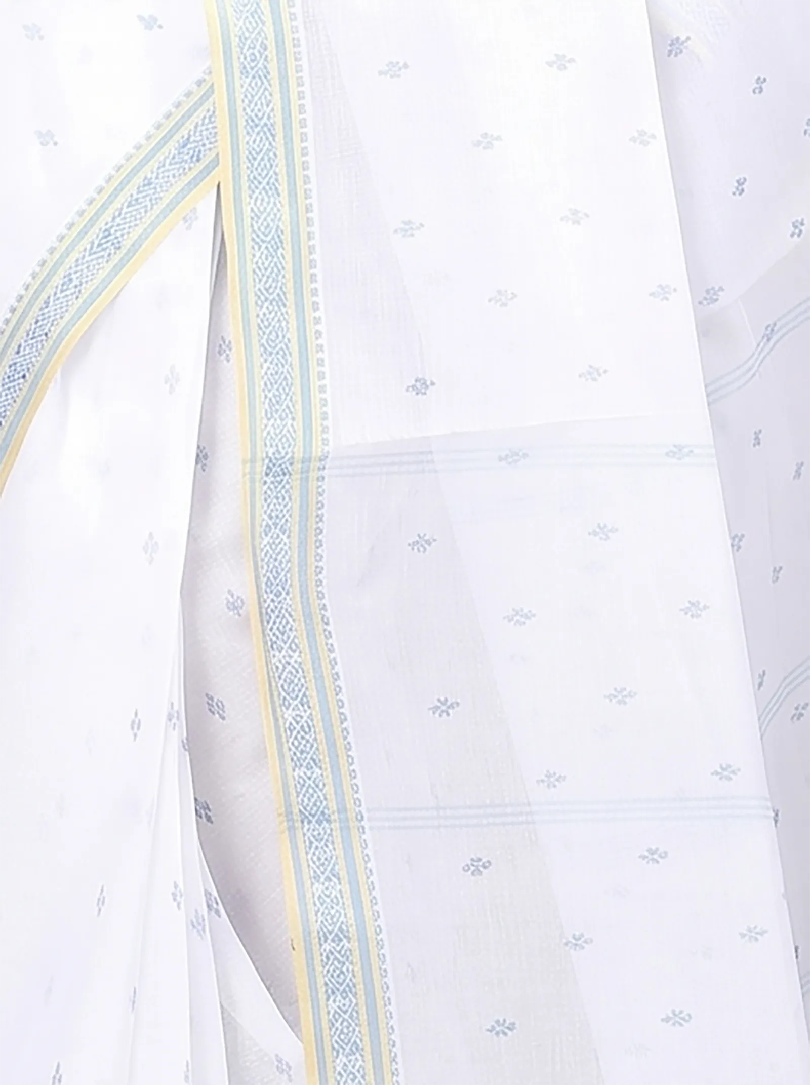 DipDiya Pure Cotton  Traditional Bengali White Blue Artisan Crafted Regina Tant Saree